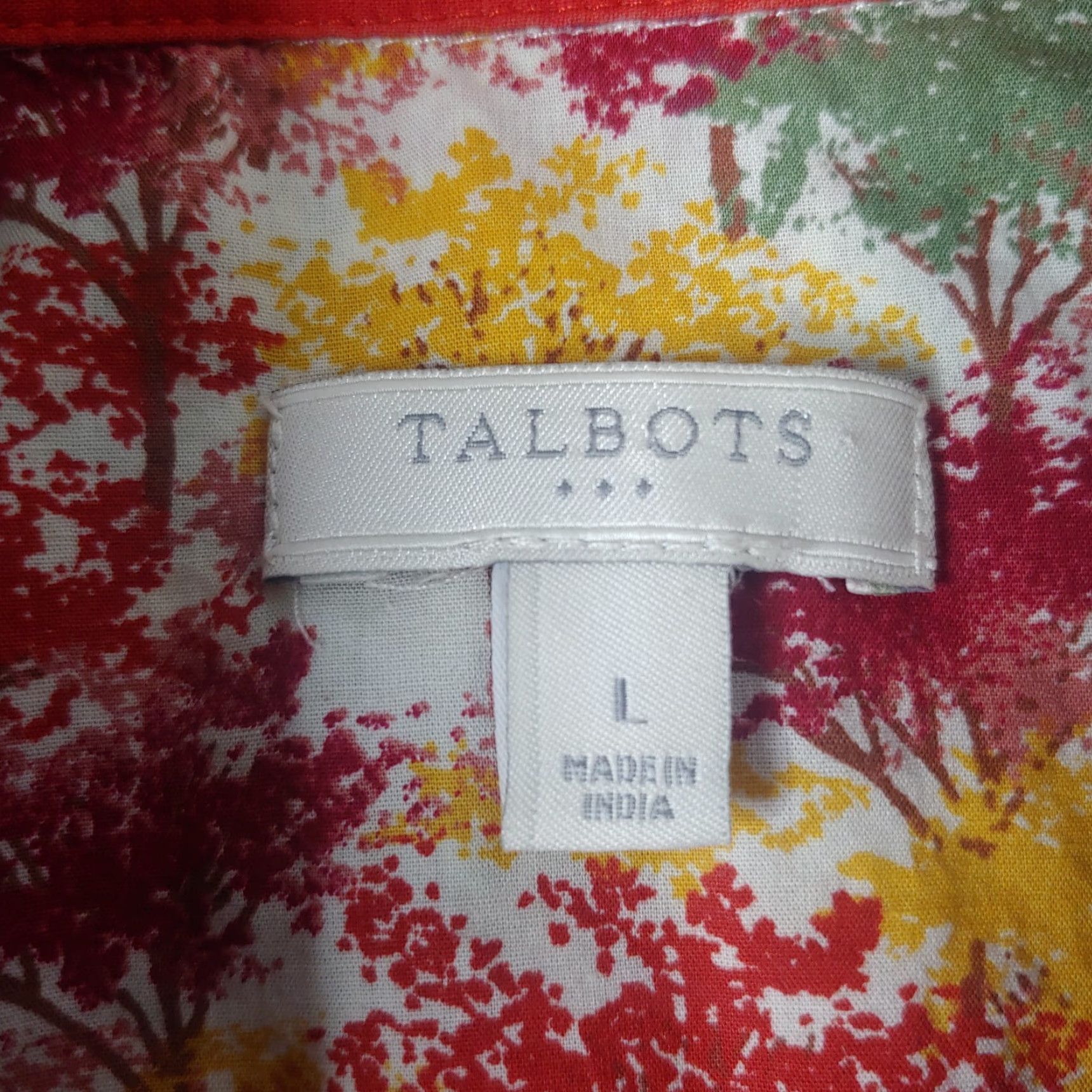 Talbots Talbots Blouse Shirt Women Large Long Sleeve Button Up Fall Nature Trees Multicolor 100% Cotton Regular Mens? Women Size L / US 10 / IT 46 - 7 Thumbnail