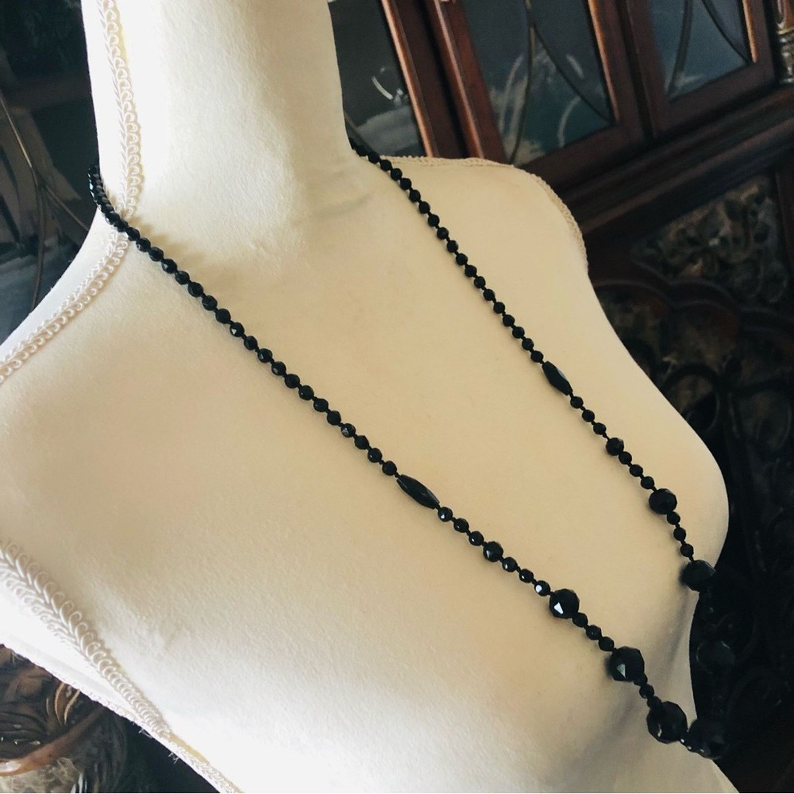 Vintage Vintage faceted jet black glass crystal necklace Size ONE SIZE - 4 Thumbnail