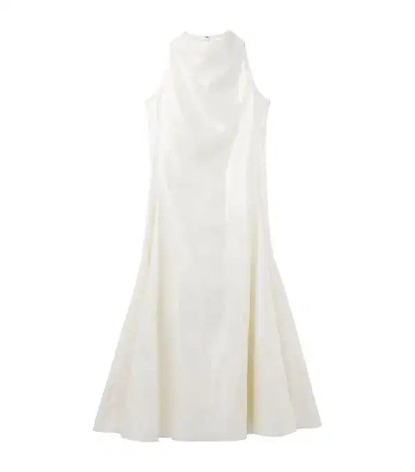 Alexander McQueen o1srvl11e0326 Silk Nylon Tarpaulin Midi Dress in White Size M / US 6-8 / IT 42-44 - 1 Thumbnail