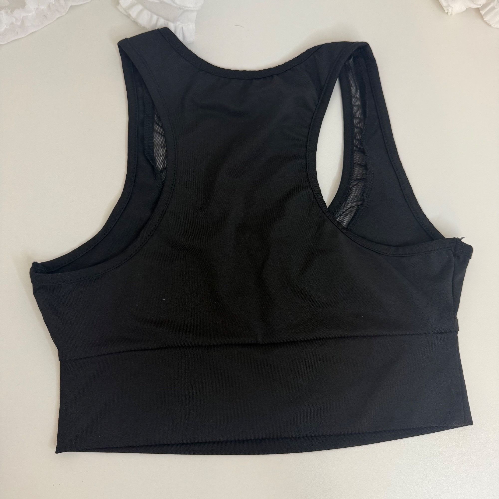 Other Black Racerback Crop Top Mesh Detail Small Size S / US 4 / IT 40 - 2 Thumbnail