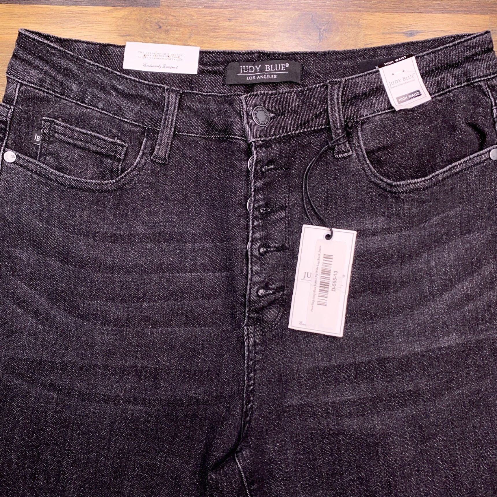 Vintage Judy Blue Jeans 31 Black Wide-Leg Stretch Button Fly 5-Pocket City Womens Vote: Union? Size 24" / US 00 / IT 34 - 2 Thumbnail