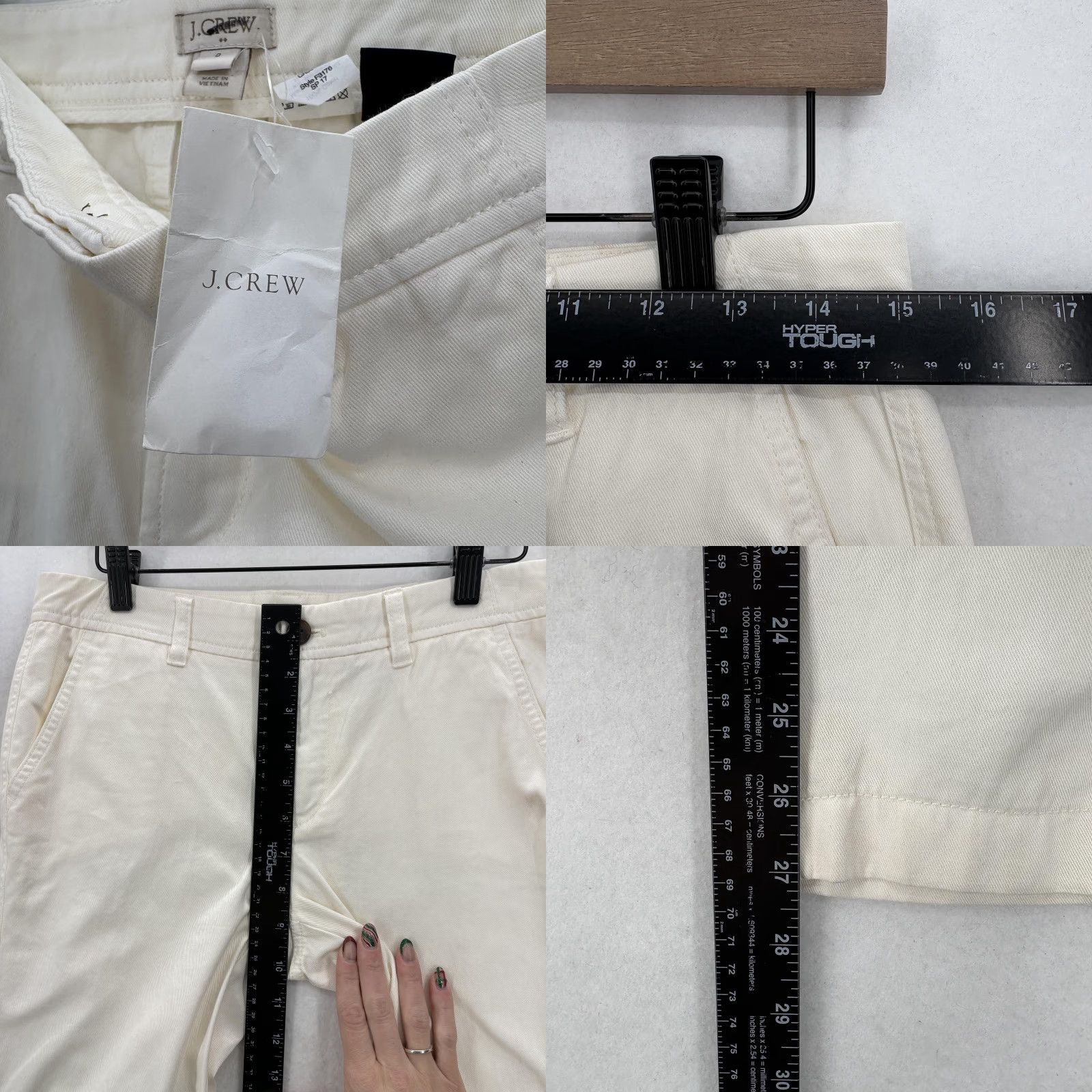 J.Crew J.CREW Chino Pants Womens 0 Beige 100% Cotton Mid Rise Tapered Twill Casual NWT Size 25" / US 0 / IT 36 - 8 Thumbnail