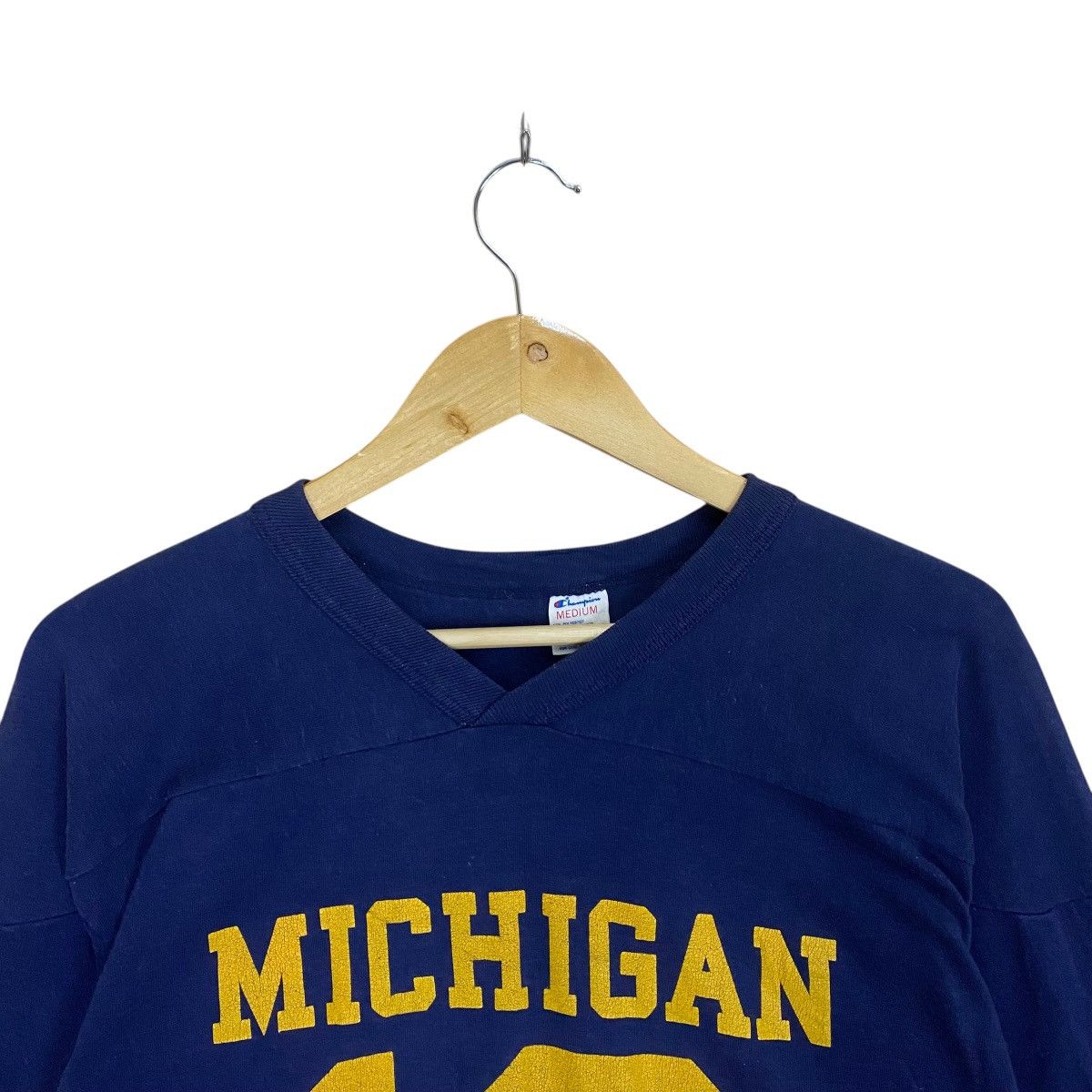 Champion Vintage 80s Champion Michigan Big Logo 3Q Tee Size US M / EU 48-50 / 2 - 5 Thumbnail