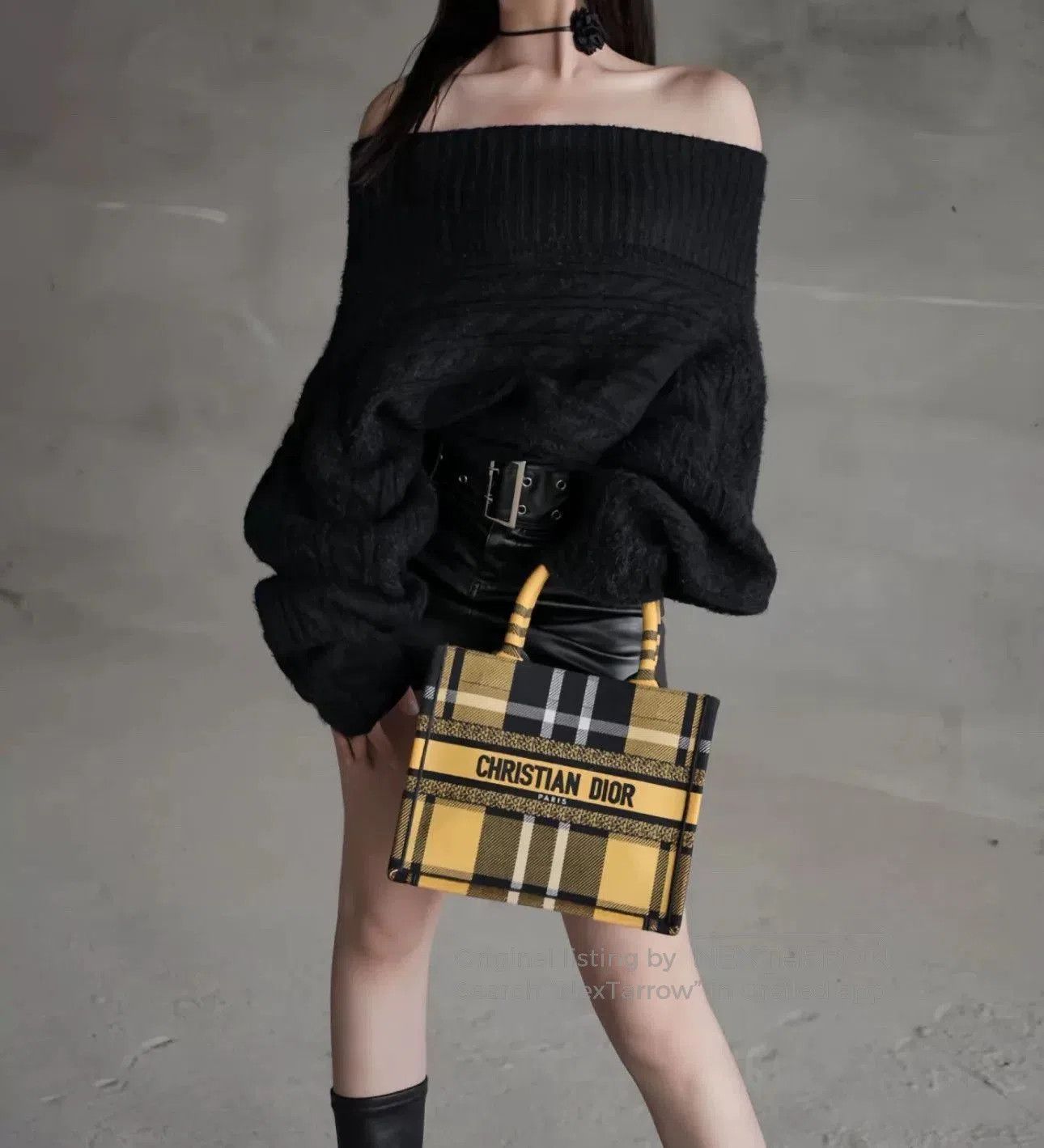 Dior Dior Yellow Plaid Small Tote Bag. Size ONE SIZE - 7 Thumbnail