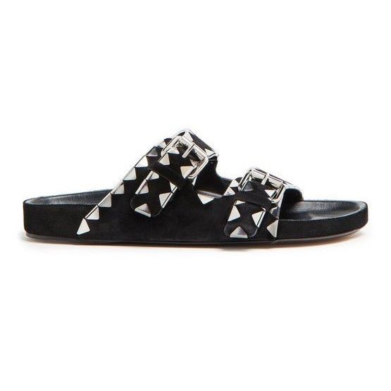 ISABEL MARANT Lennyo Contrast Black Silver Suede Sandals New