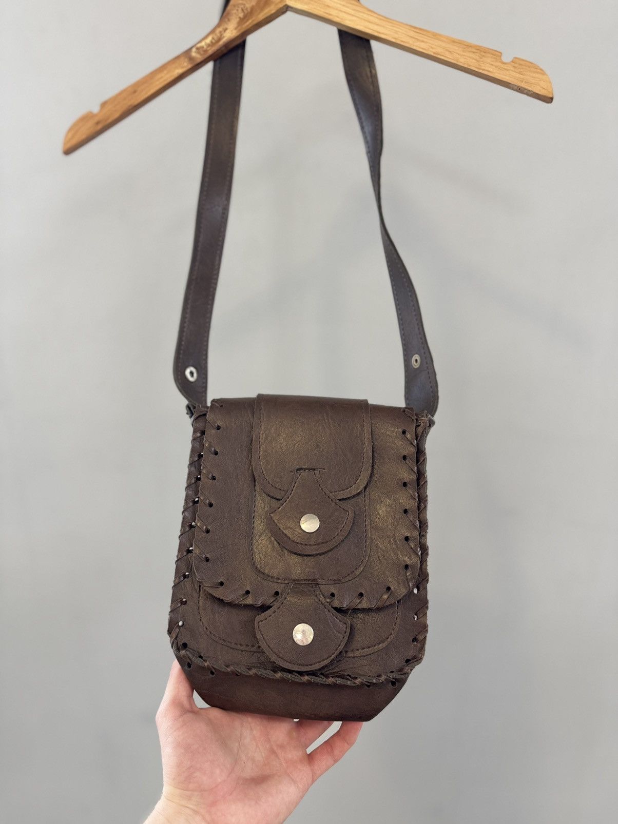 Japanese Brand × Vintage Very crazy mini brown leather bag Size ONE SIZE - 2 Thumbnail