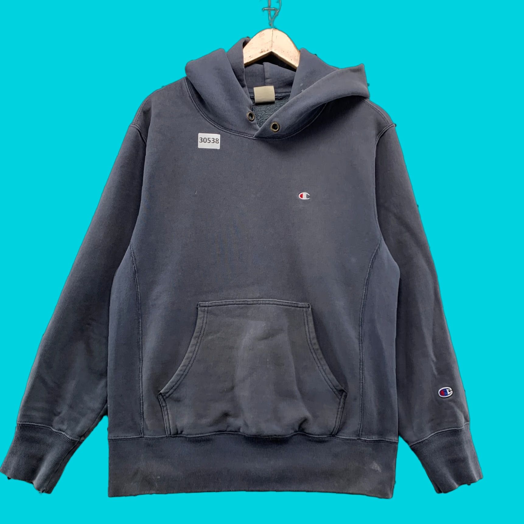 Champion VINTAGE Champion Reverse Weave Hoodie Men Medium Blue 70s Retro Style Heavyweight Fleece Size US M / EU 48-50 / 2 - 1 Thumbnail