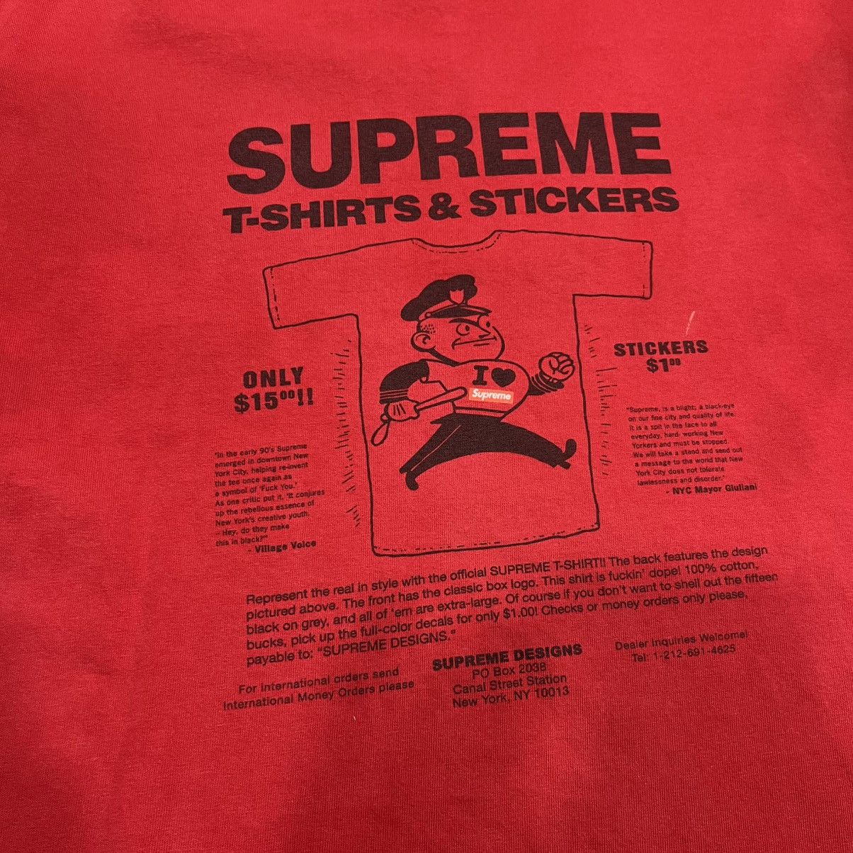 Supreme T-Shirts Stickers Tee Red 2007 RARE