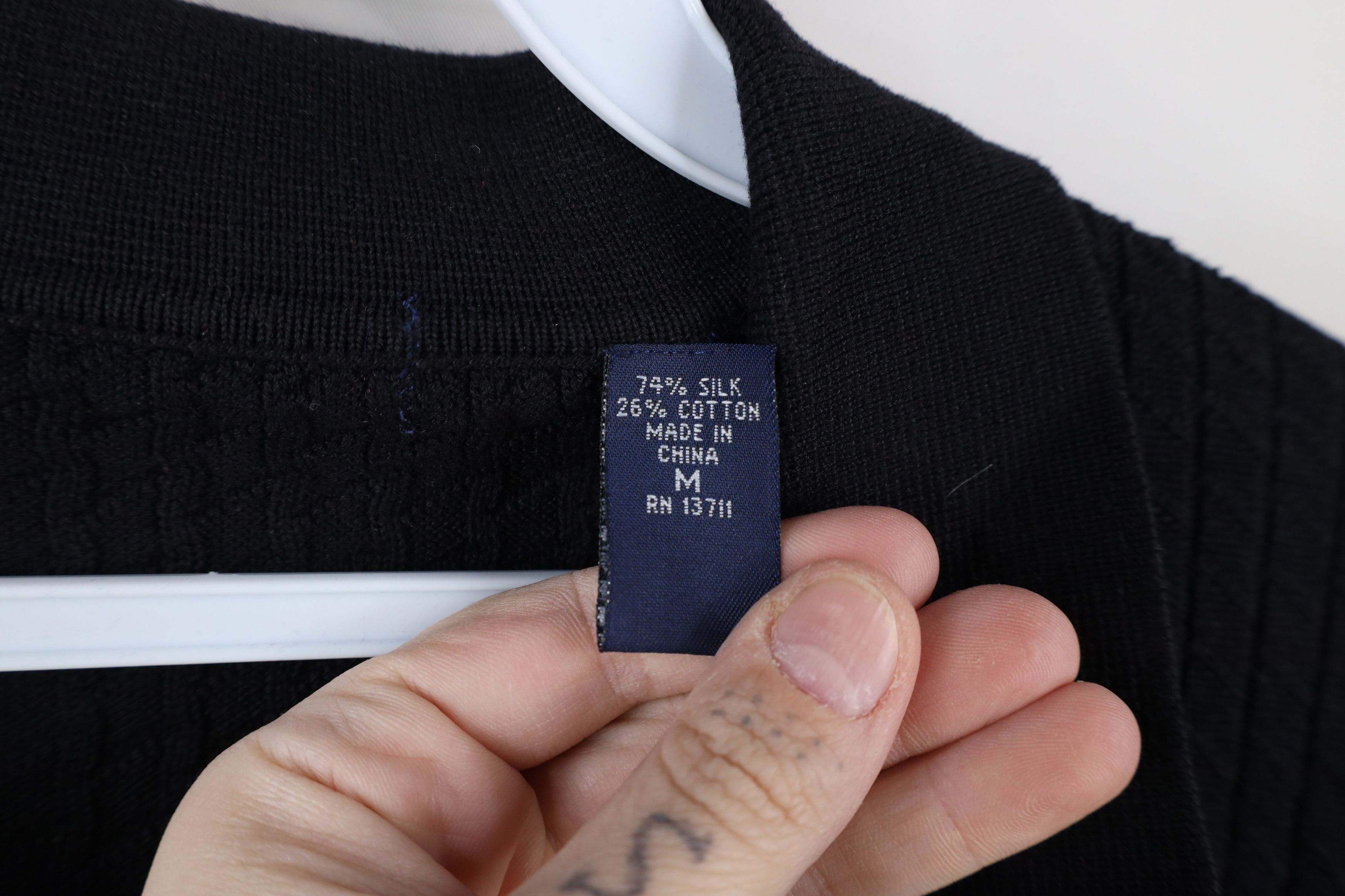 Vintage Vintage 90s Streetwear Ribbed Knit Collared Sweater Black Size US M / EU 48-50 / 2 - 5 Thumbnail