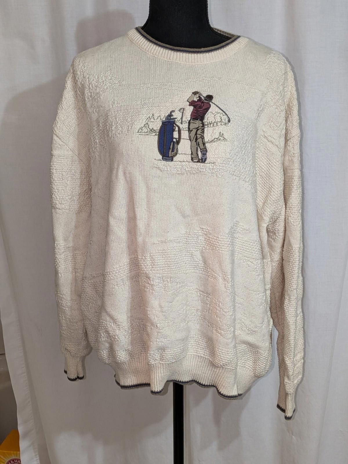 Designer VTG 90s Fairway Knitted Crewneck Embroidered Golfer Sweater Size US L / EU 52-54 / 3 - 1 Thumbnail