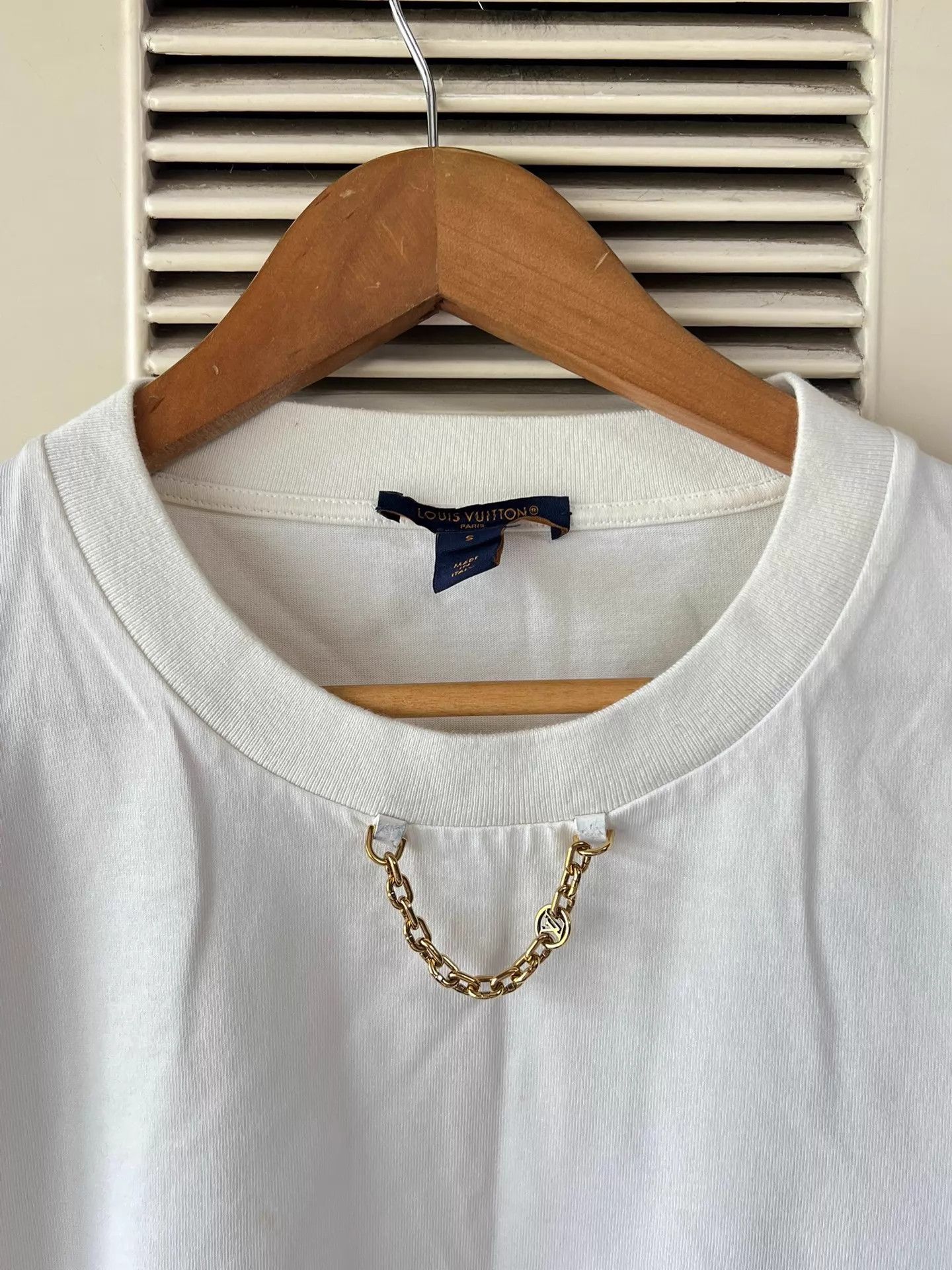 Louis Vuitton LV White Monogram Blocked Sleeve Tee w Chain Sleeve Zip S Size S / US 4 / IT 40 - 4 Thumbnail