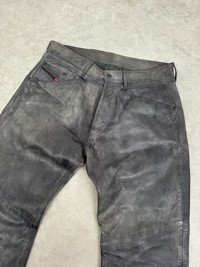 Diesel Diesel Grey Eroded Leather Studded Pants Size US 32 / EU 48 - 6 Thumbnail