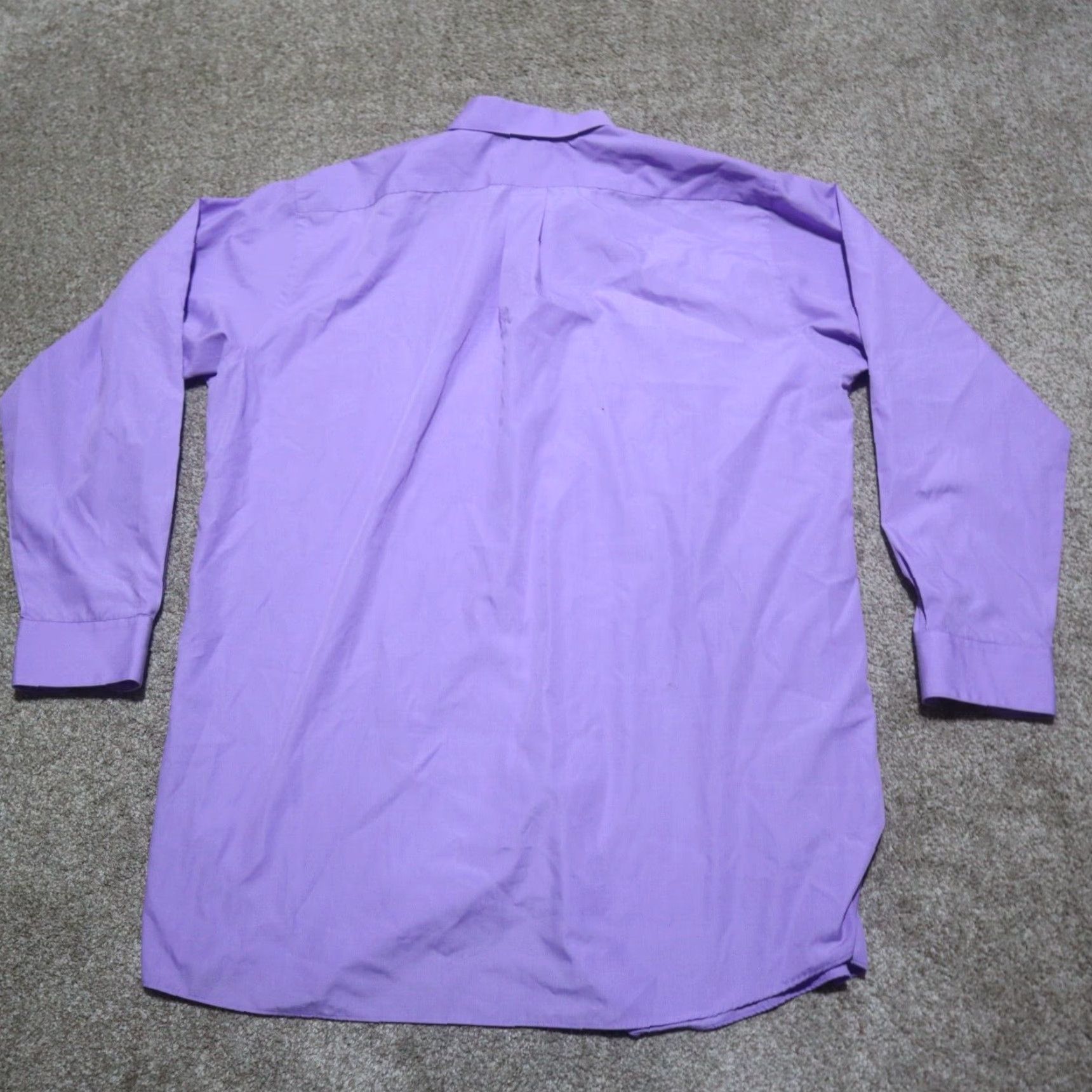 Van Heusen VINTAGE Van Heusen Shirt Mens 18.5 Purple Velvet Regular Fit Solid Point Collar 35 / 36 Size 48R - 8 Thumbnail