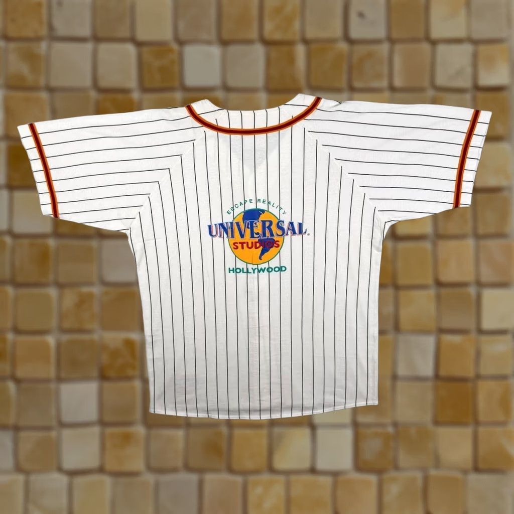 Vintage VINTAGE Universal Studios Hollywood Pinstripe Cotton Baseball Jersey Shirt Large XL Mens White Pinstripe Hollywood 90s Size US L / EU 52-54 / 3 - 1 Thumbnail