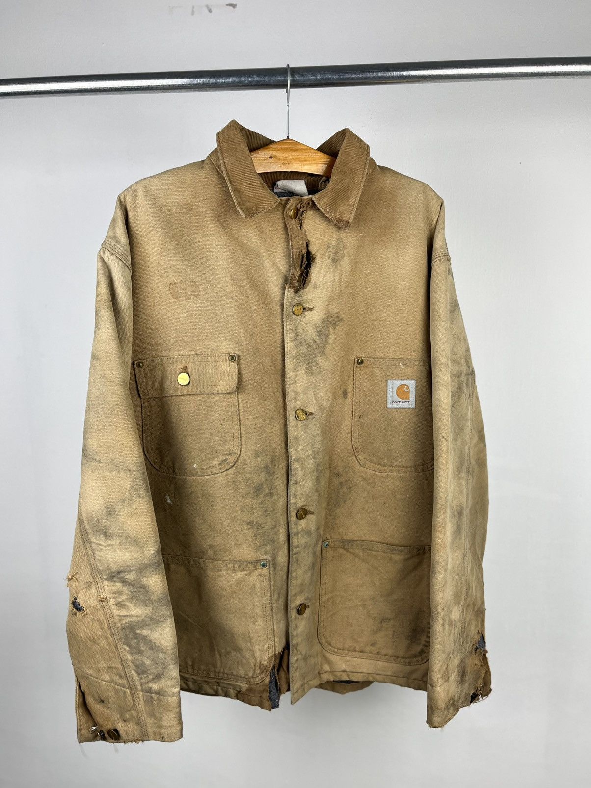 Carhartt 1990s carhartt chore jacket heavily distressed Size US XL / EU 56 / 4 - 4 Thumbnail
