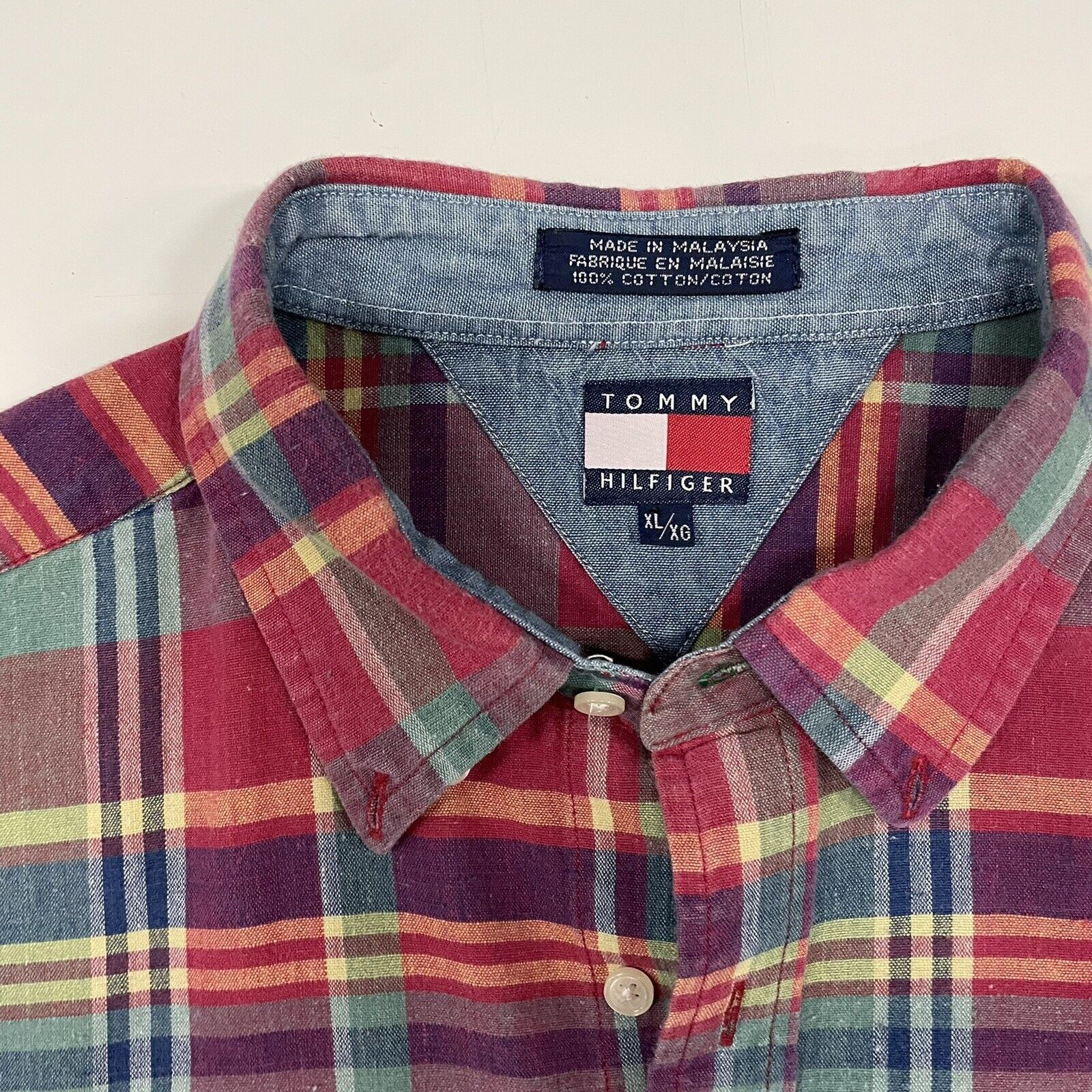 Tommy Hilfiger VTG Tommy Hilfiger Men’s Shirt Check Plaid Up 90s Size S-M Size US M / EU 48-50 / 2 - 2 Thumbnail