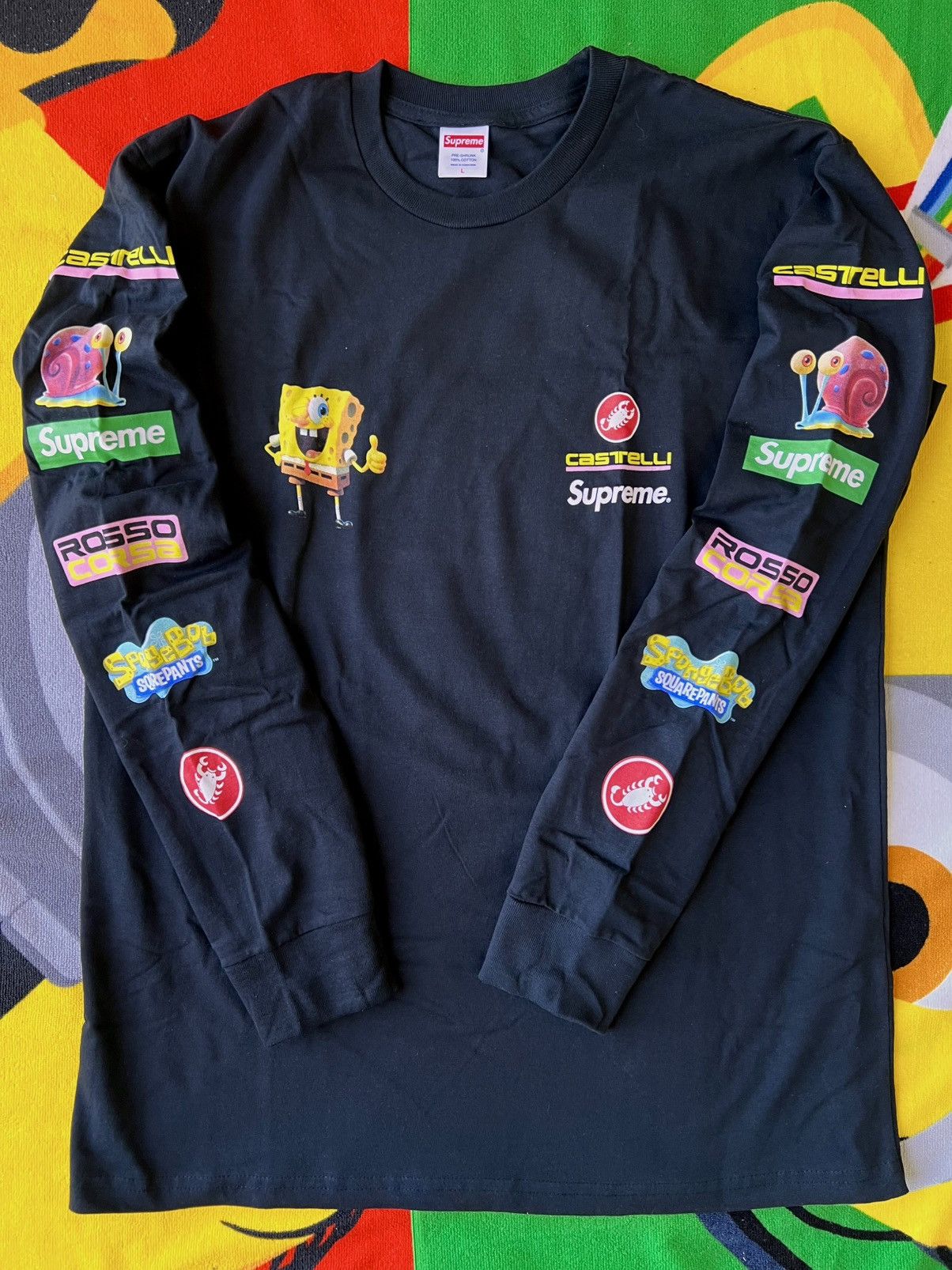 Supreme Supreme x SpongeBob x Castelli Racing L/S Tee Black sleeve 