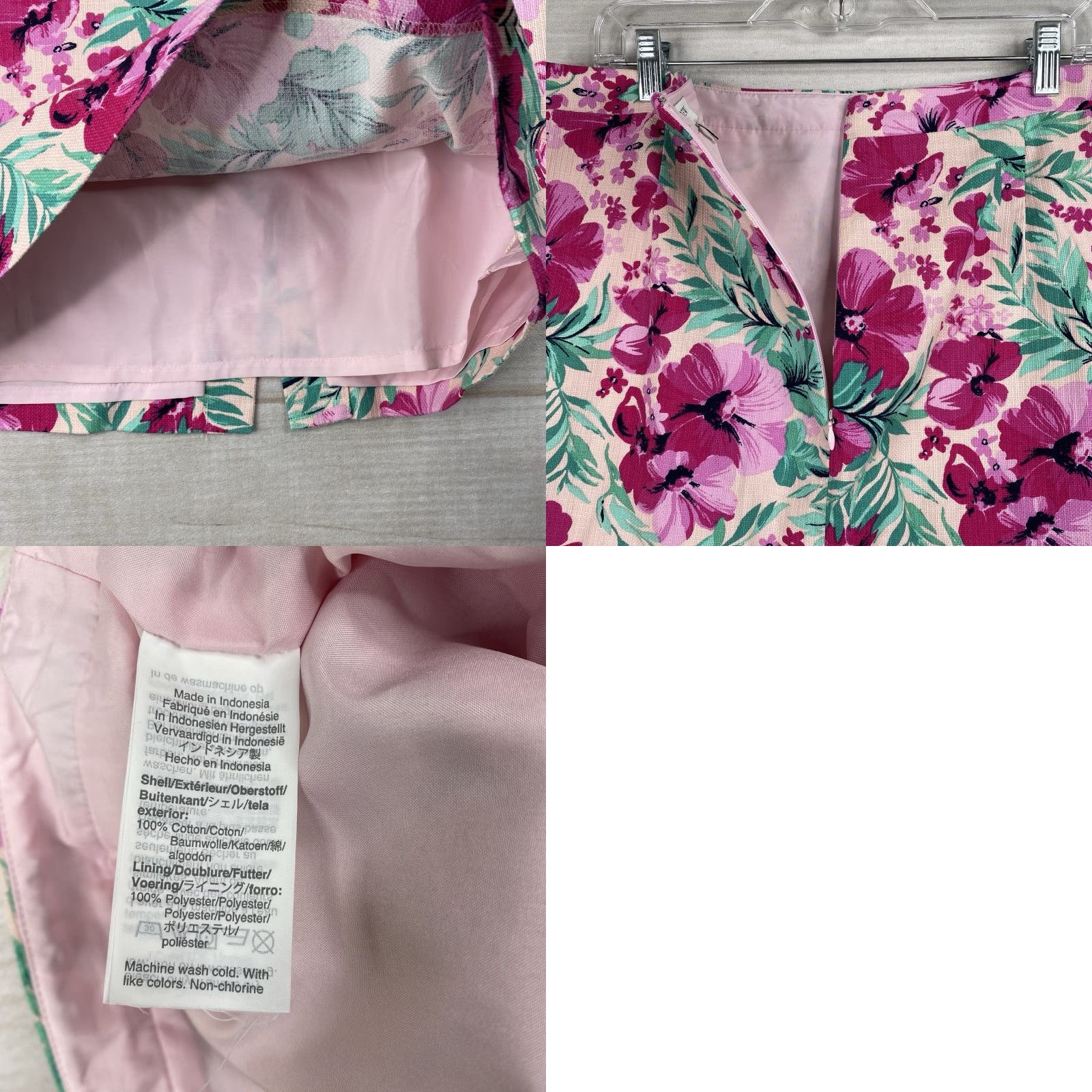 J.Crew J. CREW Skirt Womens 14 Pink Floral Structured Cotton Lined Zip Pencil Preppy Vintage: No Size 36" / US 14 / IT 50 - 8 Thumbnail