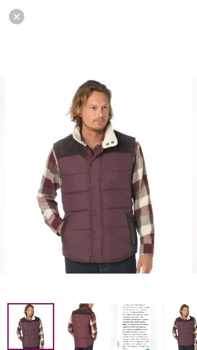 Prana Prana Waylen Mahogany puffer Vest Sherpa Collar & Corduroy Size US XXL / EU 58 / 5 - 1 Thumbnail