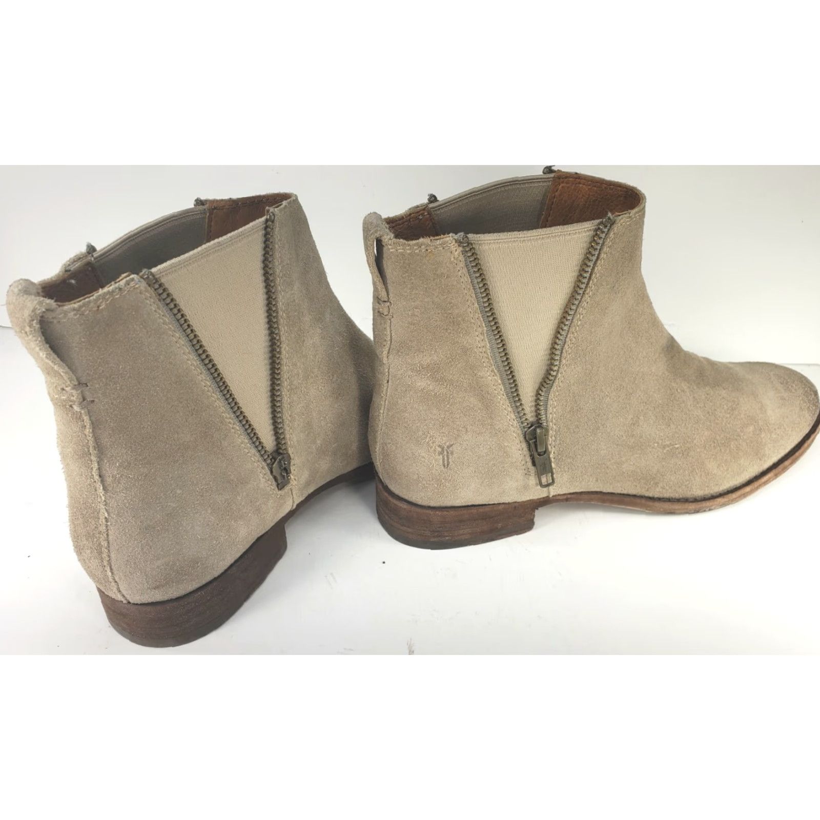 Frye Frye Carly Ankle Boots Zip 9.5M Beige Taupe Grey Leather Women's Boots Mens? Size US 10 / IT 40 - 4 Thumbnail