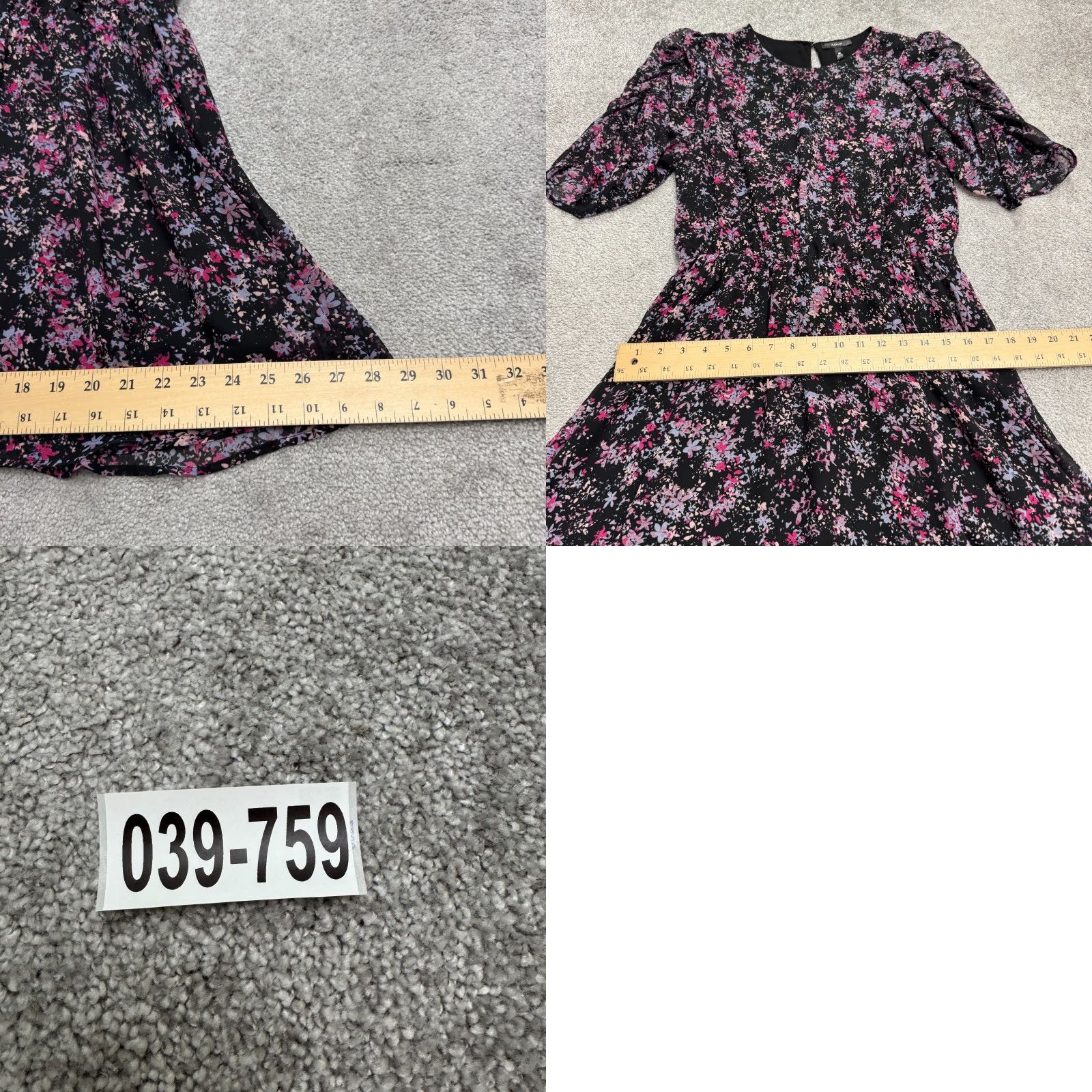 AQUA Aqua Puff Sleeve Mini Dress Womens L Black Floral Elastic Waist Long Sleeve Size L / US 10 / IT 46 - 9 Thumbnail