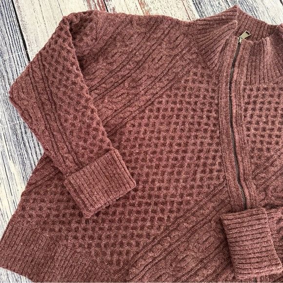 Other M. RENA Asymmetrical Zip Up Mock Neck Sweater in Plum Purple Size L / US 10 / IT 46 - 3 Thumbnail