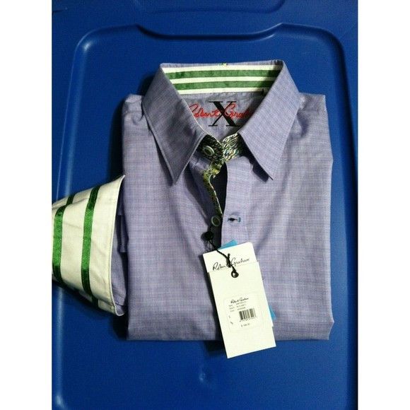 image of Robert Graham Mens New Lavender Cotton Casual Shirt Size:s (Size Small)