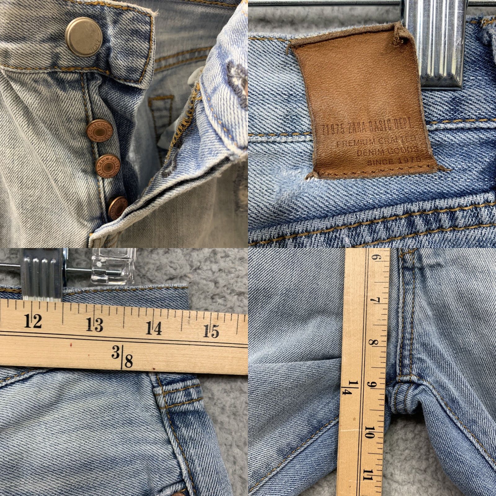 Zara ZARA Basic Z 1975 Jeans Light Wash Distressed 5-Pocket LOGO Regular Size 4 Women Jeans Mid Rise Light Blue - 26.5 Inseam Distressed Size 29" - 8 Thumbnail