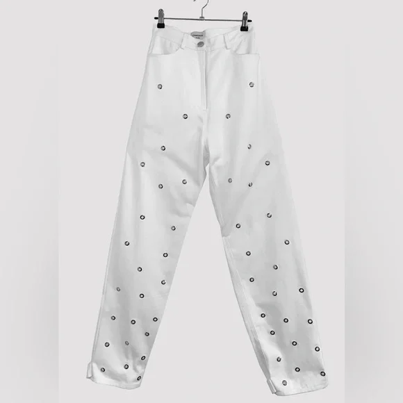 Other NWT Chakshyn 'Grommet' Straight Leg Eyelet Cotton Jeans Size 26" / US 2 / IT 38 - 7 Thumbnail