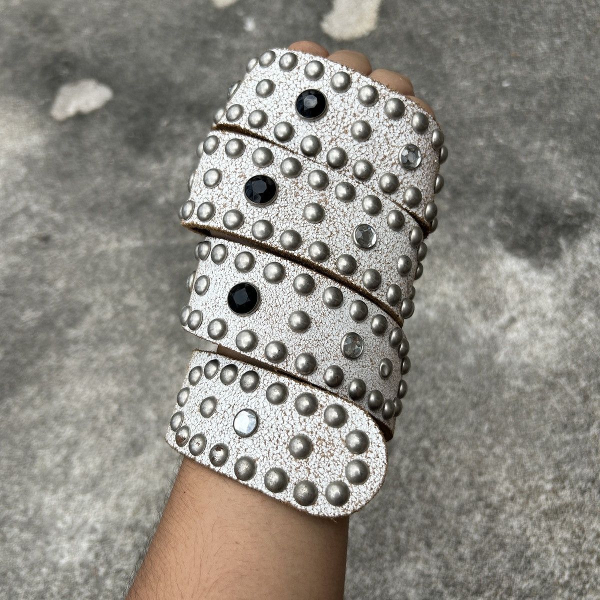 Vintage Vintage studded leather belt white (Kapital Style) Size ONE SIZE - 3 Thumbnail