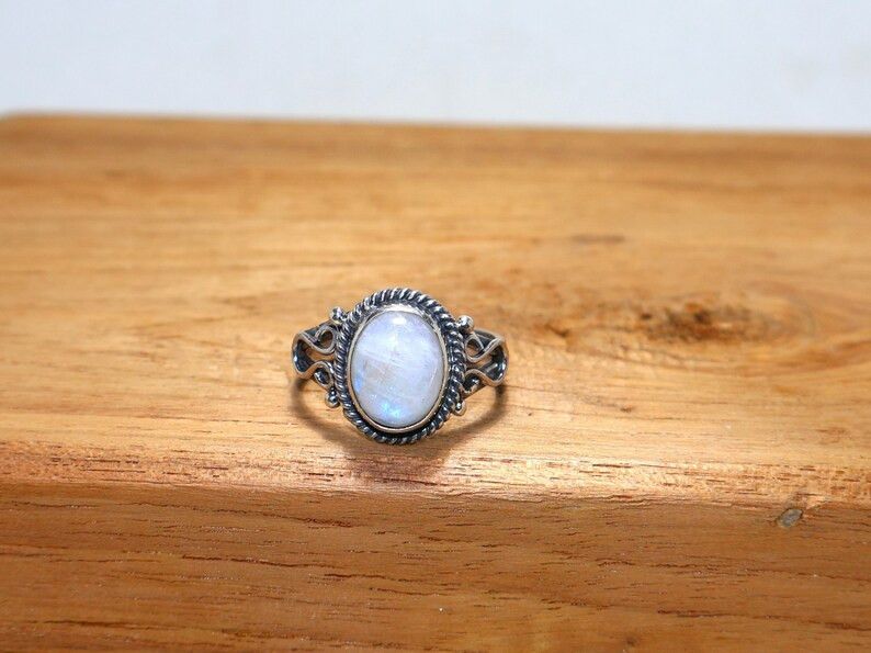 Handmade Rainbow Moonstone Ring: Handmade Sterling Silver Ring Size ONE SIZE - 1 Thumbnail