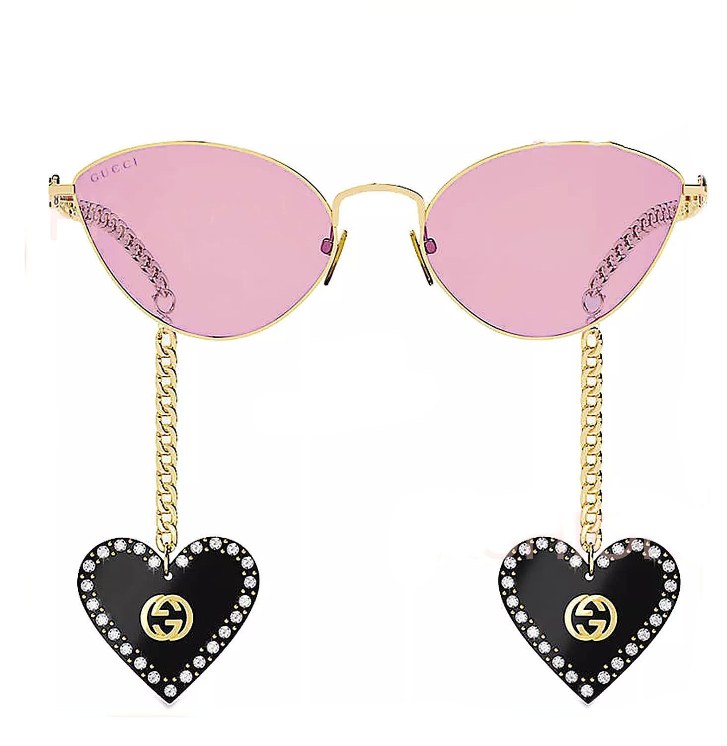 Gucci GUCCI GG0977S CHAIN 0977 Gold Pink Crystal Heart 004 Size ONE SIZE - 13 Thumbnail