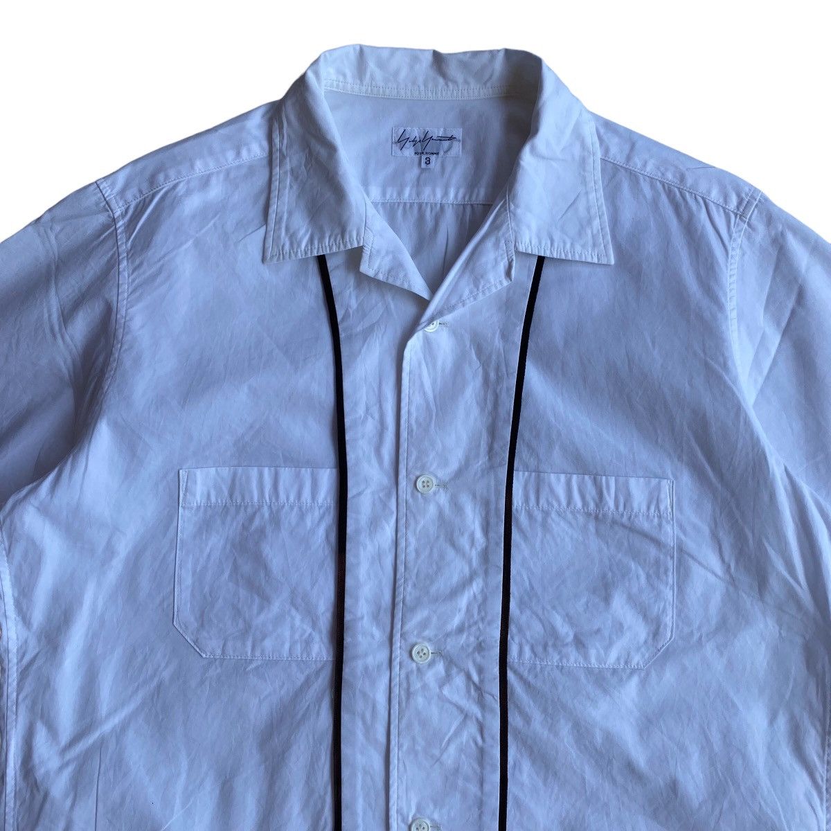 Yohji Yamamoto Yohji Yamamoto Pour Homme Line Open Collar Shirts Size US L / EU 52-54 / 3 - 3 Thumbnail