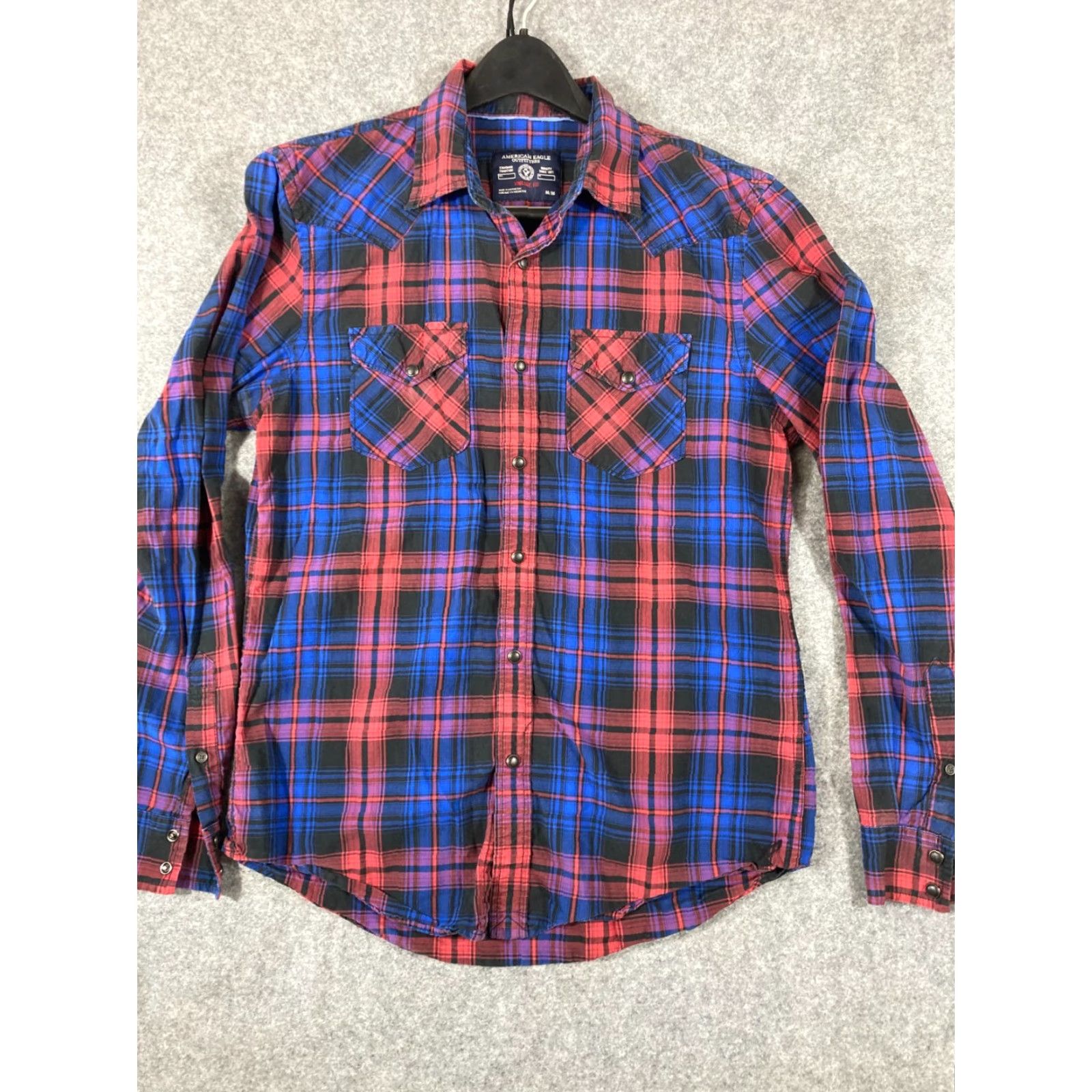 American Eagle Outfitters American Eagle Outfitters Western Shirt Mens M Blue Red Plaid Vintage Fit Snap Long Sleeve Casual Cowboy Pockets Size US M / EU 48-50 / 2 - 3 Thumbnail