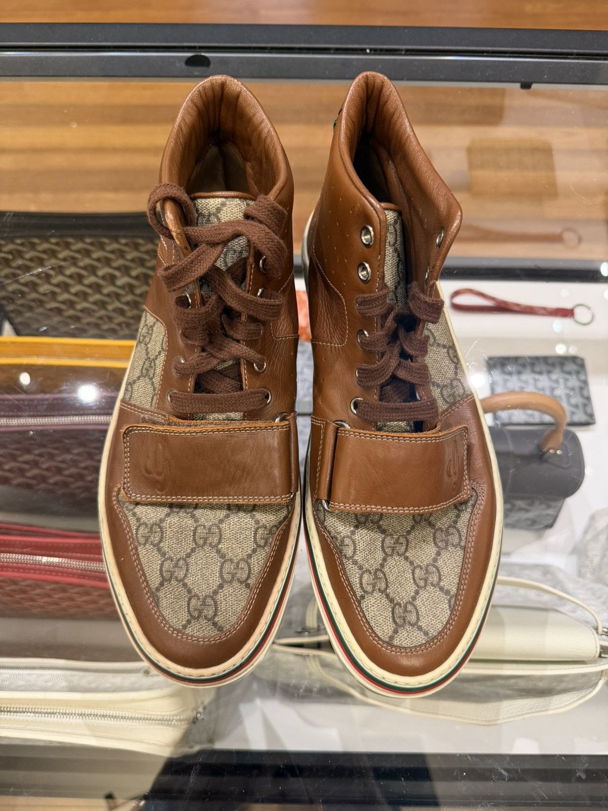 Gucci Gucci GG Monogram Leather High Top - Brown Size US 7 / EU 40 - 6 Thumbnail