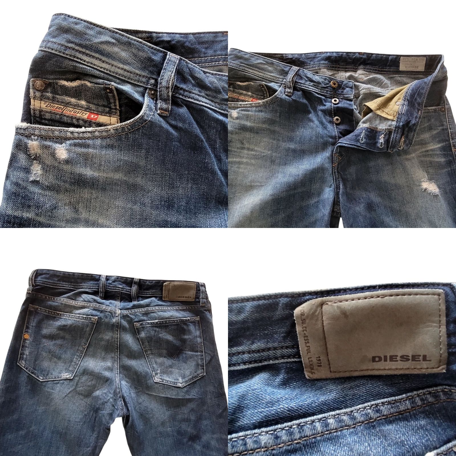 Diesel Diesel Waykee Jeans W34 L32 – Wash 0837A, Regular Straight, Blue, Men – Diesel Waykee Jeans W34 L32 Size US 34 / EU 50 - 9 Thumbnail