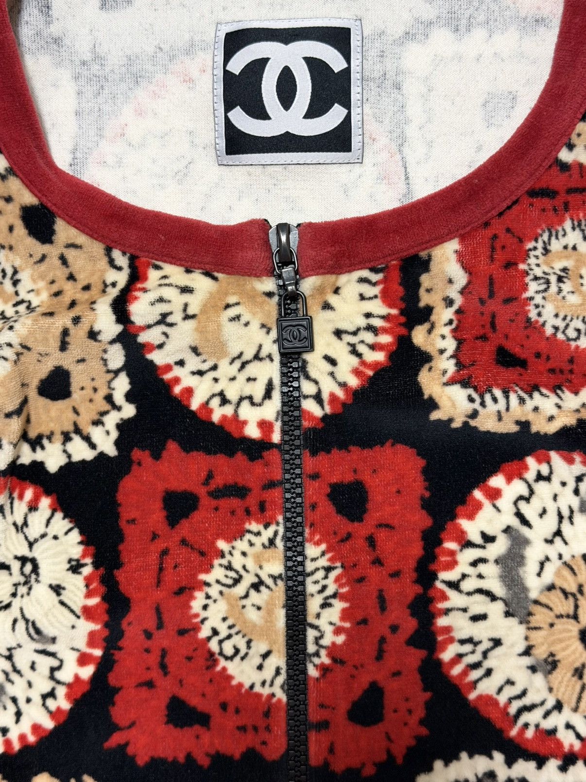Chanel CHANEL Sport S/S 2009 Patchwork Print Velour Zip-Up Jacket Size XS / US 0-2 / IT 36-38 - 6 Thumbnail