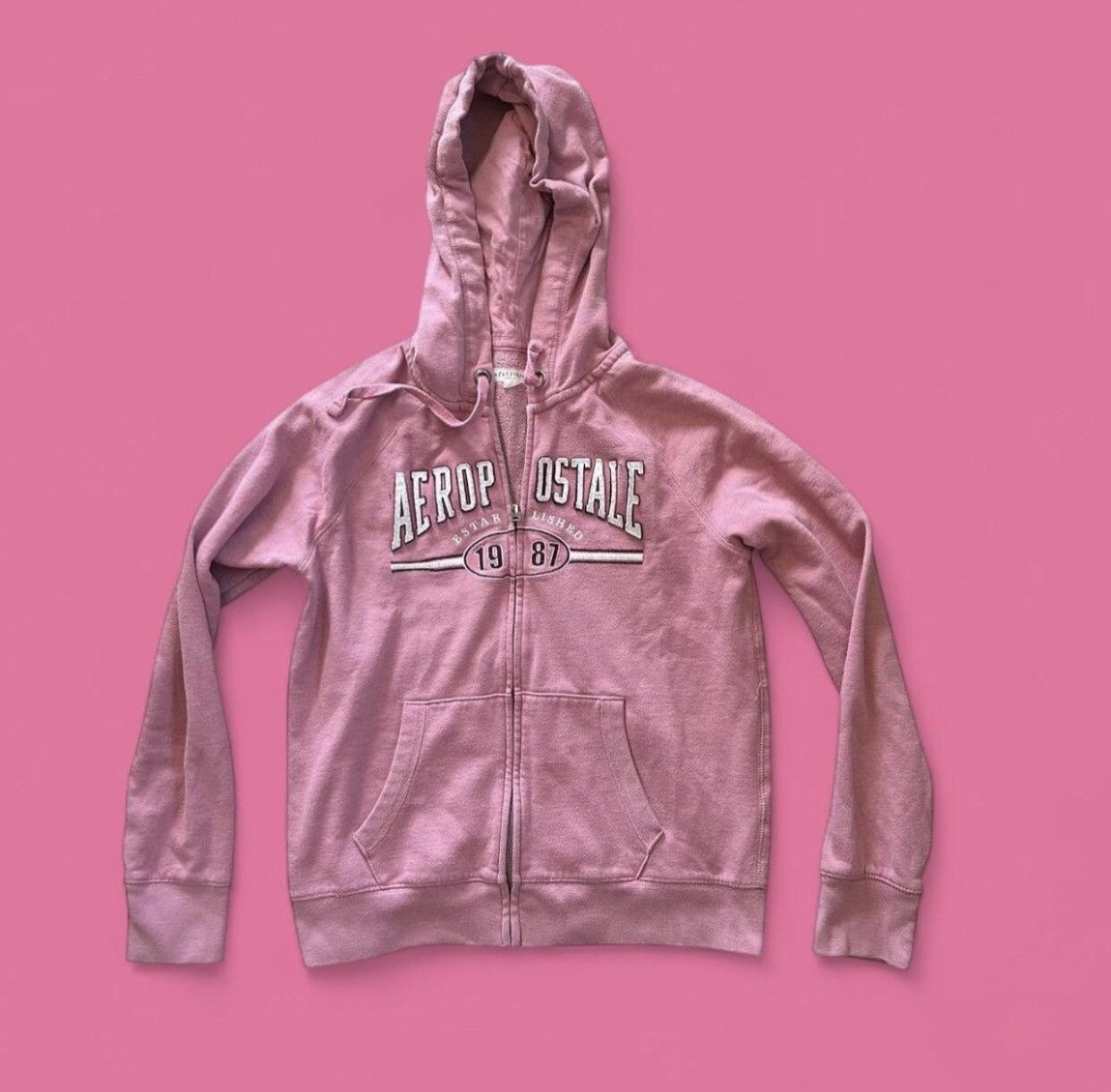 Aeropostale Pink Aeropostale Zip-Up Hoodie Size L / US 10 / IT 46 - 1 Thumbnail