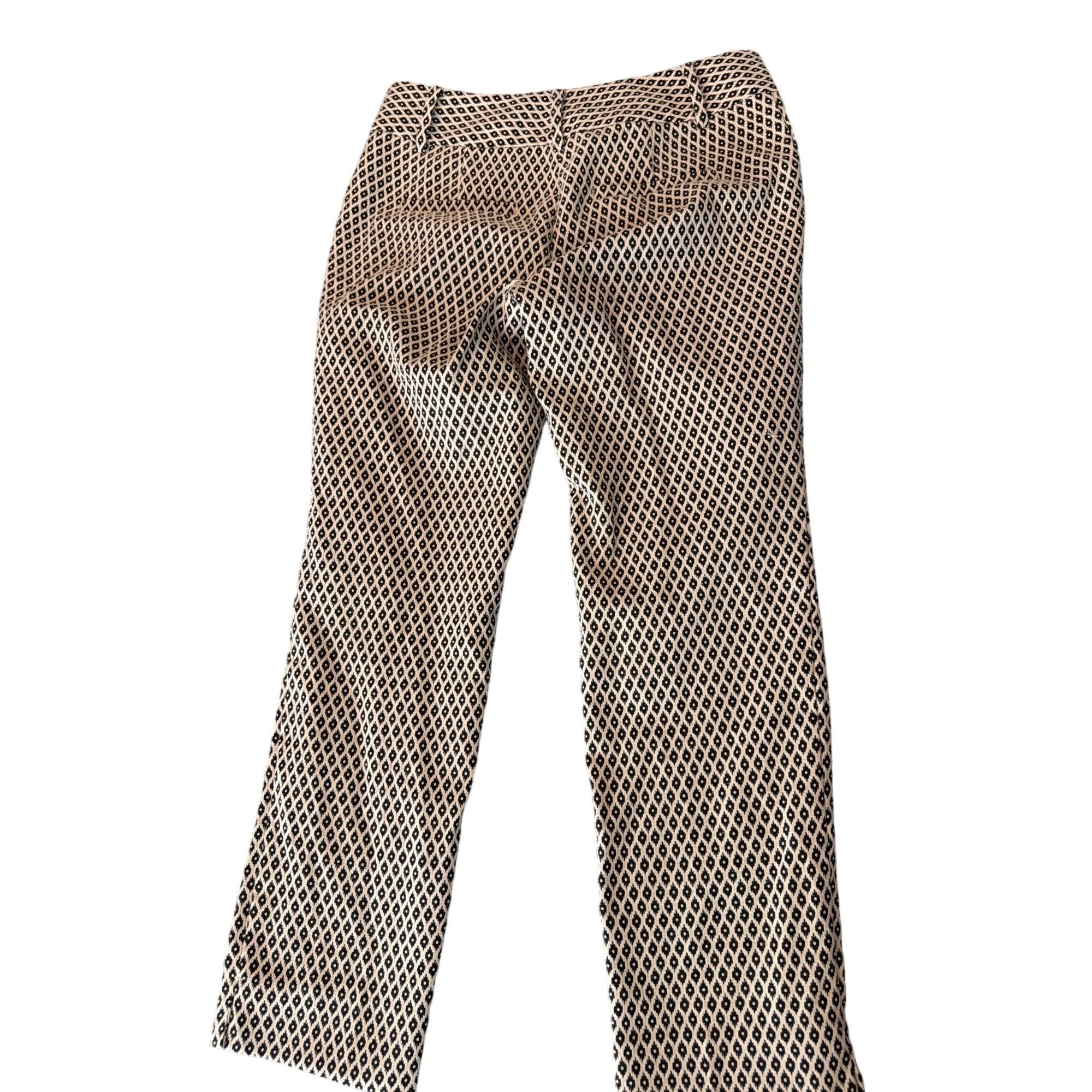 Ann Taylor Ann Taylor Devin Cropped Leg Pants Black White Geometric Tex Size 26" / US 2 / IT 38 - 5 Thumbnail