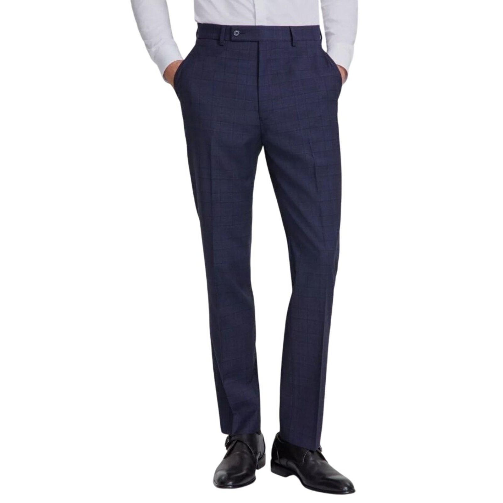 Calvin Klein Calvin Klein Men's Navy Plaid Wool Suit Pants Size 34x32 Size US 34 / EU 50 - 1 Thumbnail