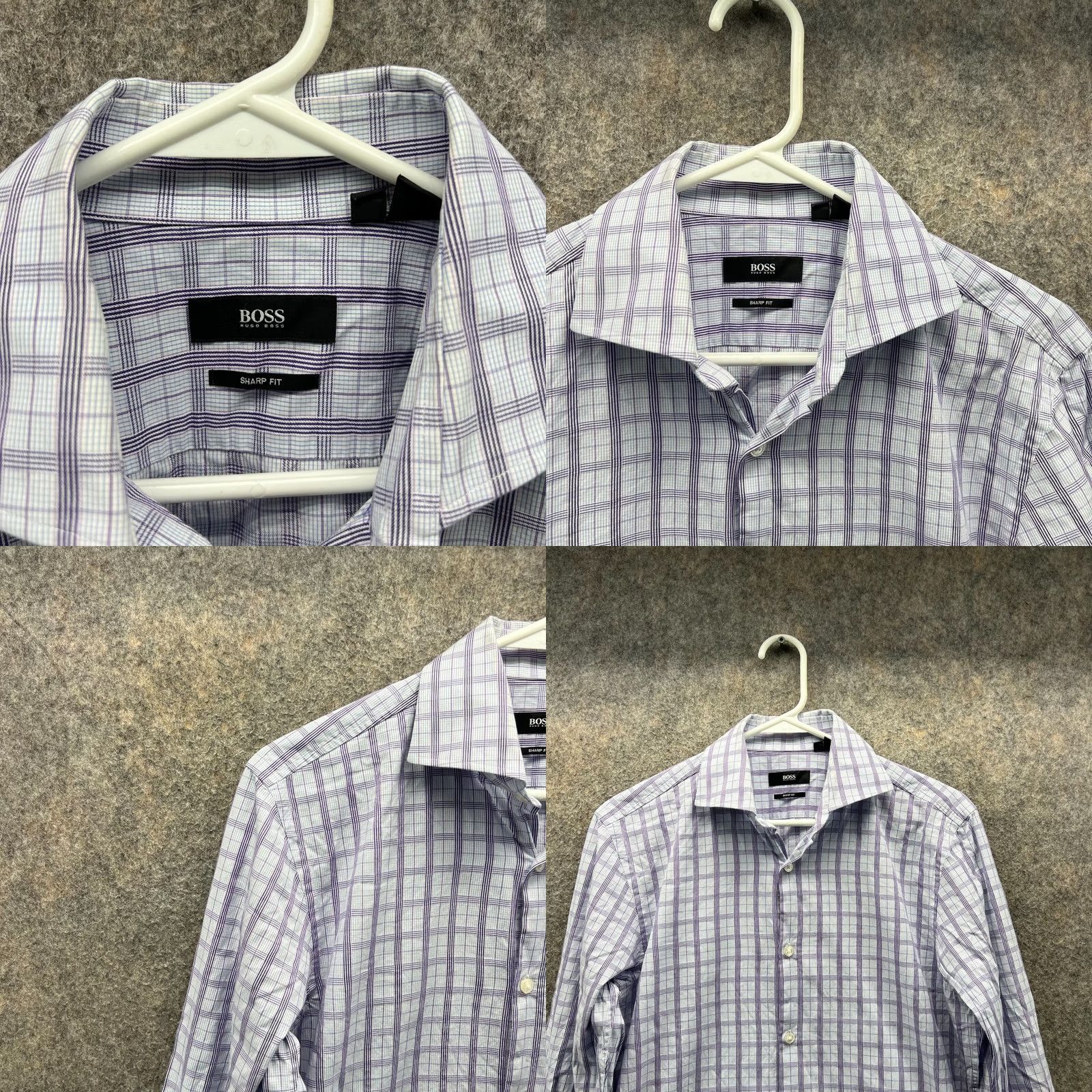 Hugo Boss VINTAGE Hugo Boss Shirt Men 15 32/33 Purple Blue Button-Down Plaid Check Sharp Fit Size US M / EU 48-50 / 2 - 8 Thumbnail
