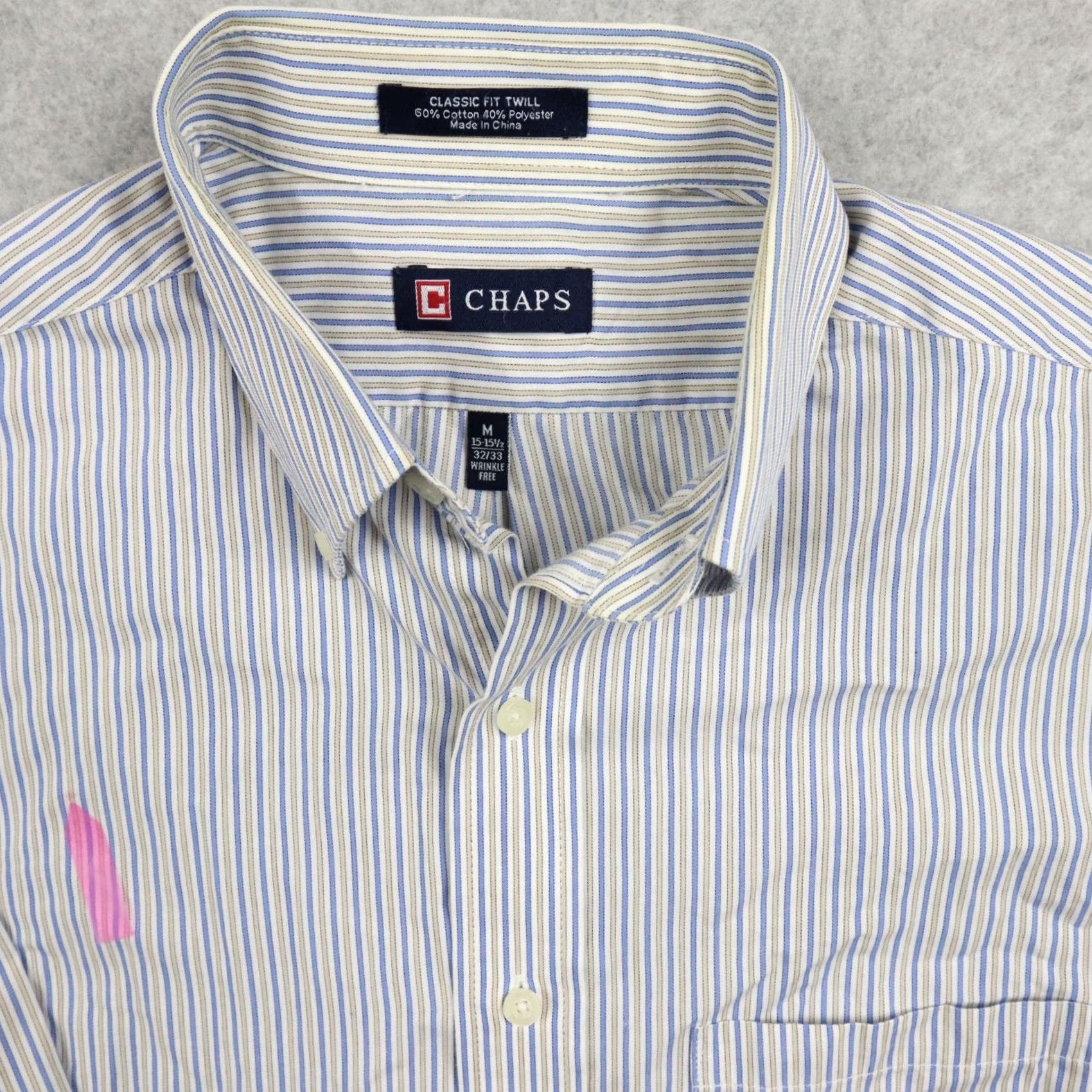 Chaps Chaps Shirt Mens M Striped Classic Fit Twill Button Up Long Sleeve Size US L / EU 52-54 / 3 - 2 Thumbnail