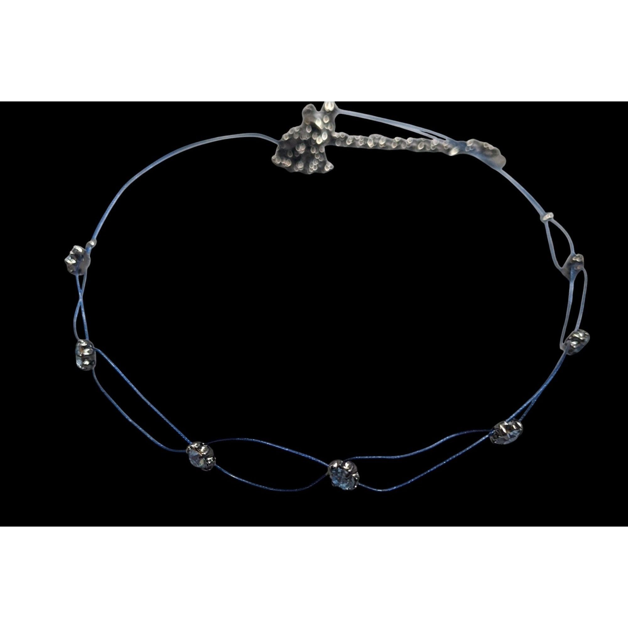 Other Handmade Blue Wire Clear Rhinestone Choker Necklace Size ONE SIZE - 2 Thumbnail