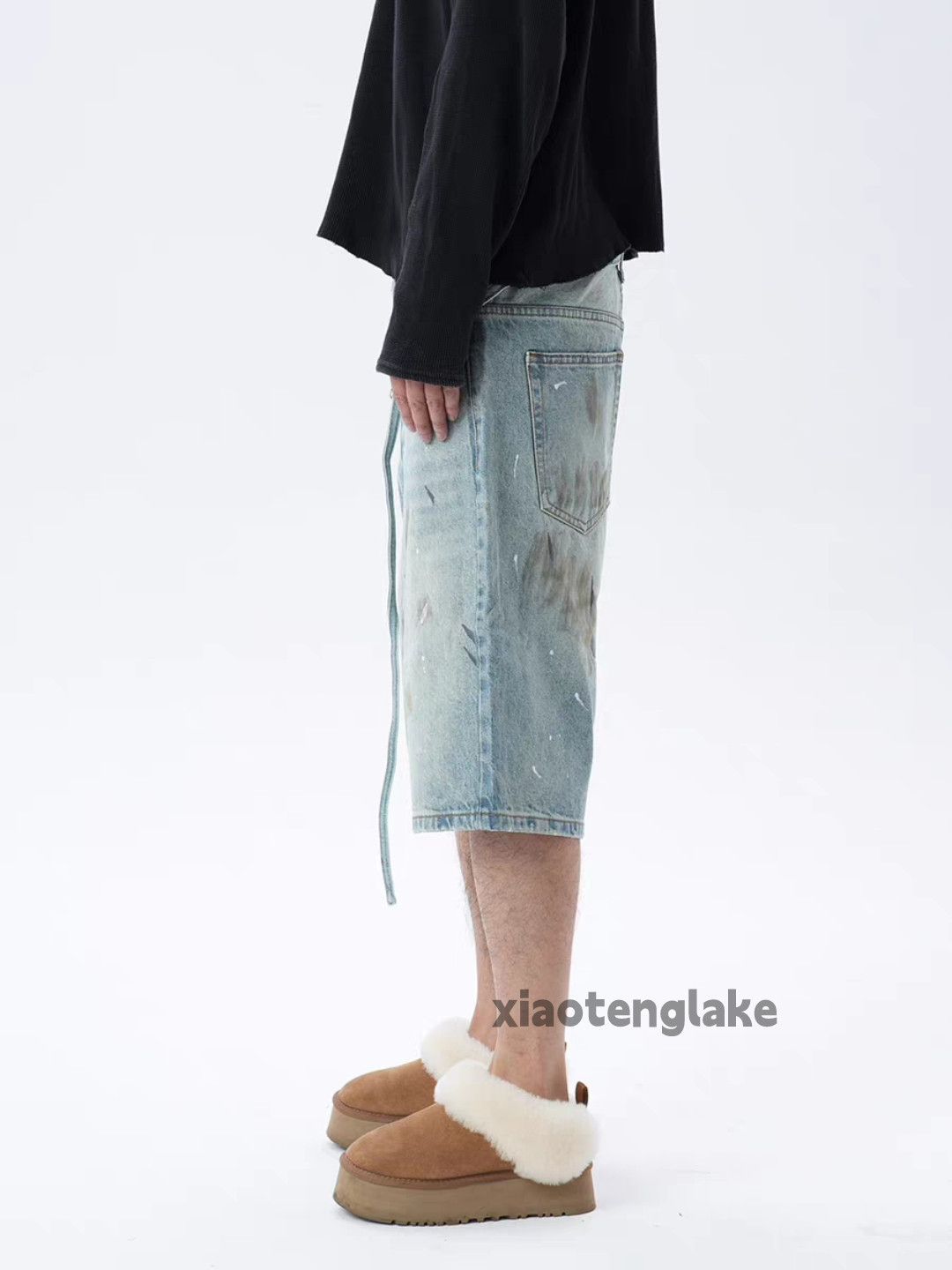 Vintage xz faded distressed loose hiphop Stain paint shorts Size US 32 / EU 48 - 4 Thumbnail
