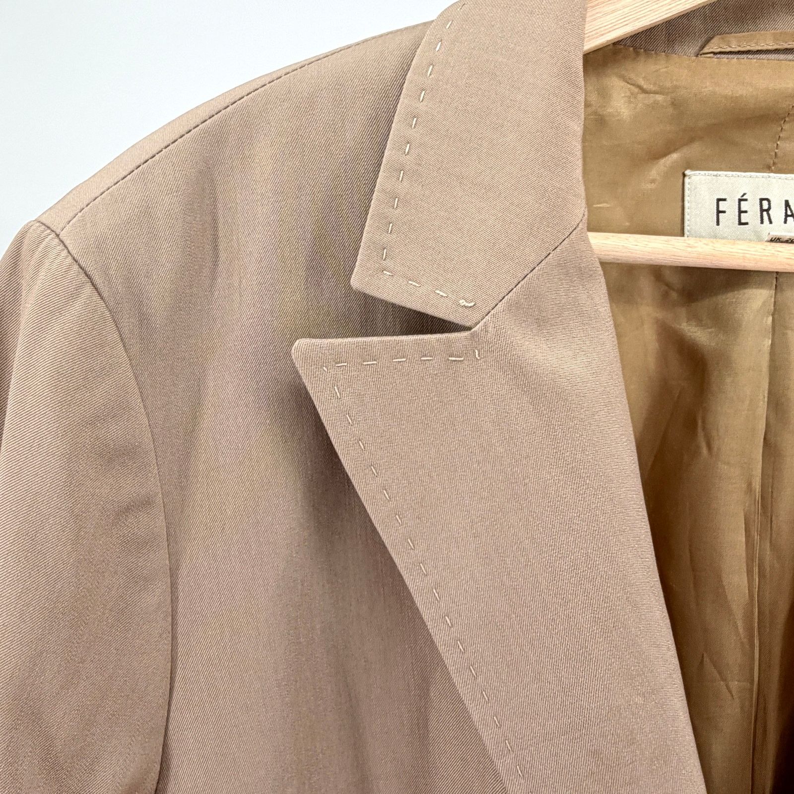 Louis Feraud Vintage 90s Féraud Beige Tailored 100% Wool Blazer Size XL / US 12-14 / IT 48-50 - 2 Thumbnail
