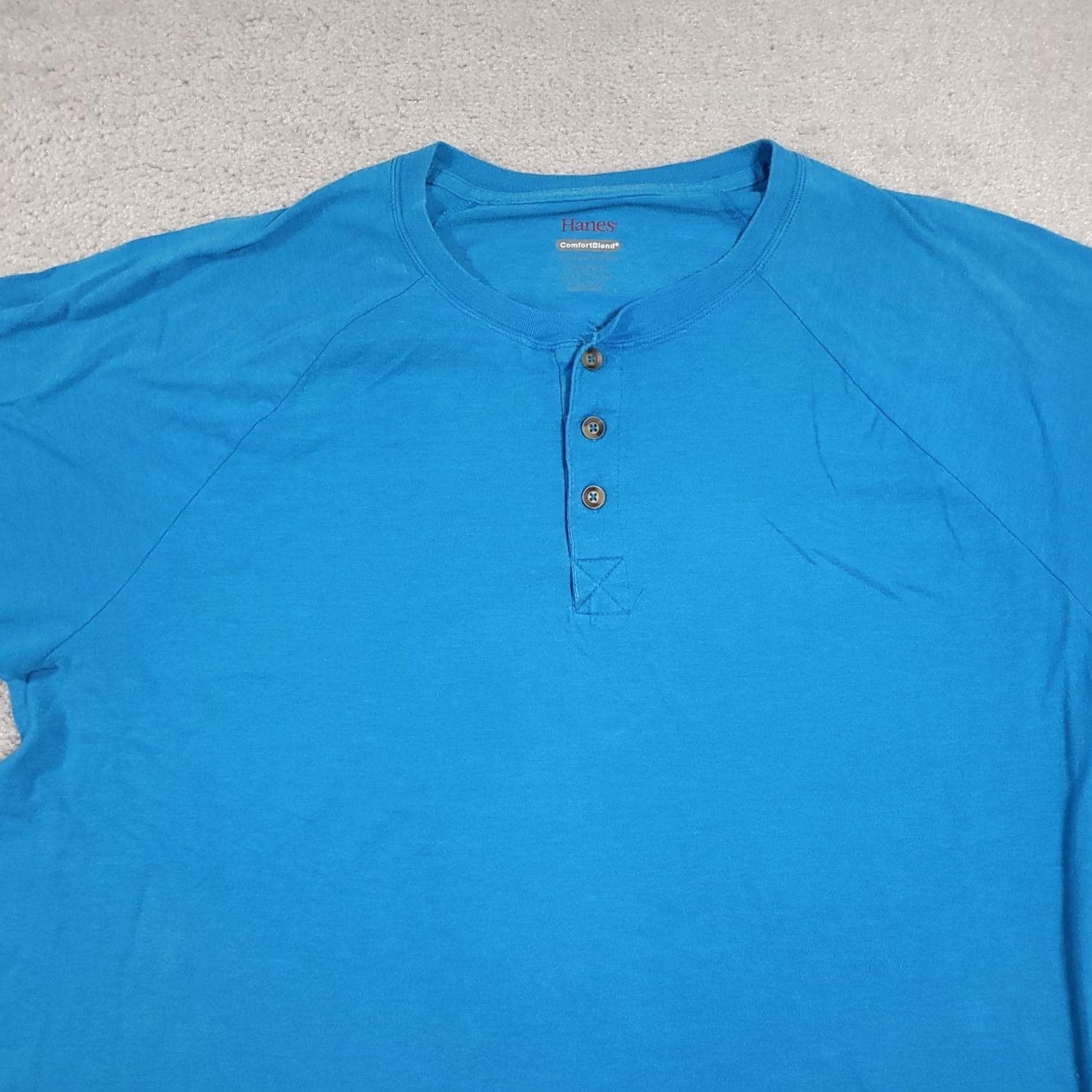 Hanes Hanes Shirt Mens 2XL Blue Short Sleeve Henley Comfort Stretch Grunge Work Skater Shirt Men Regular Short Sleeve Henley Blue 2XL Hanes Mens Shirt Size US XXL / EU 58 / 5 - 3 Thumbnail