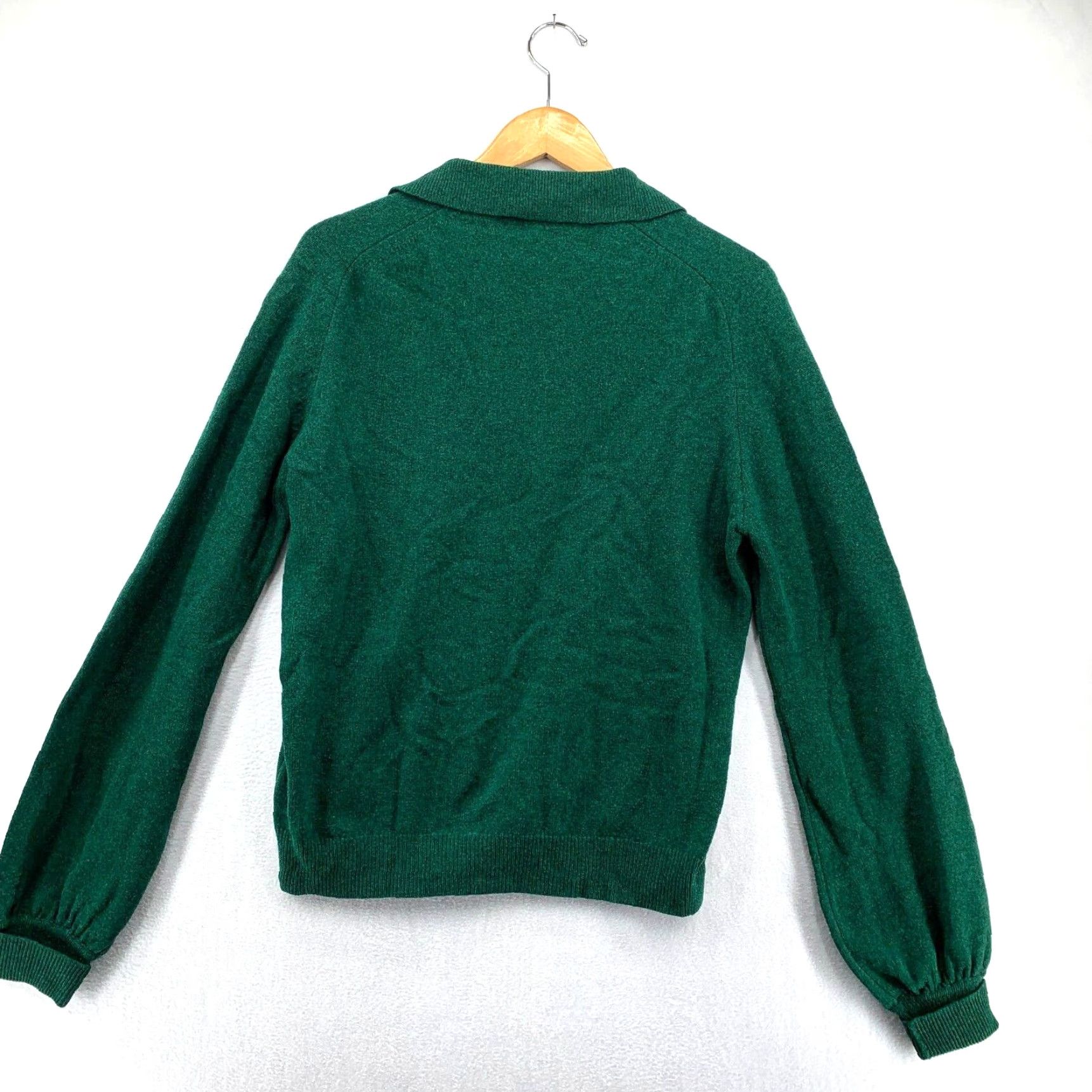 Vintage VINTAGE Bernhard Altmann Sweater Women Size 42 Green Wool Long Sleeve Collared Pullover Lace Collar, Solid Pattern, Regular, Womens Size M / US 6-8 / IT 42-44 - 4 Thumbnail