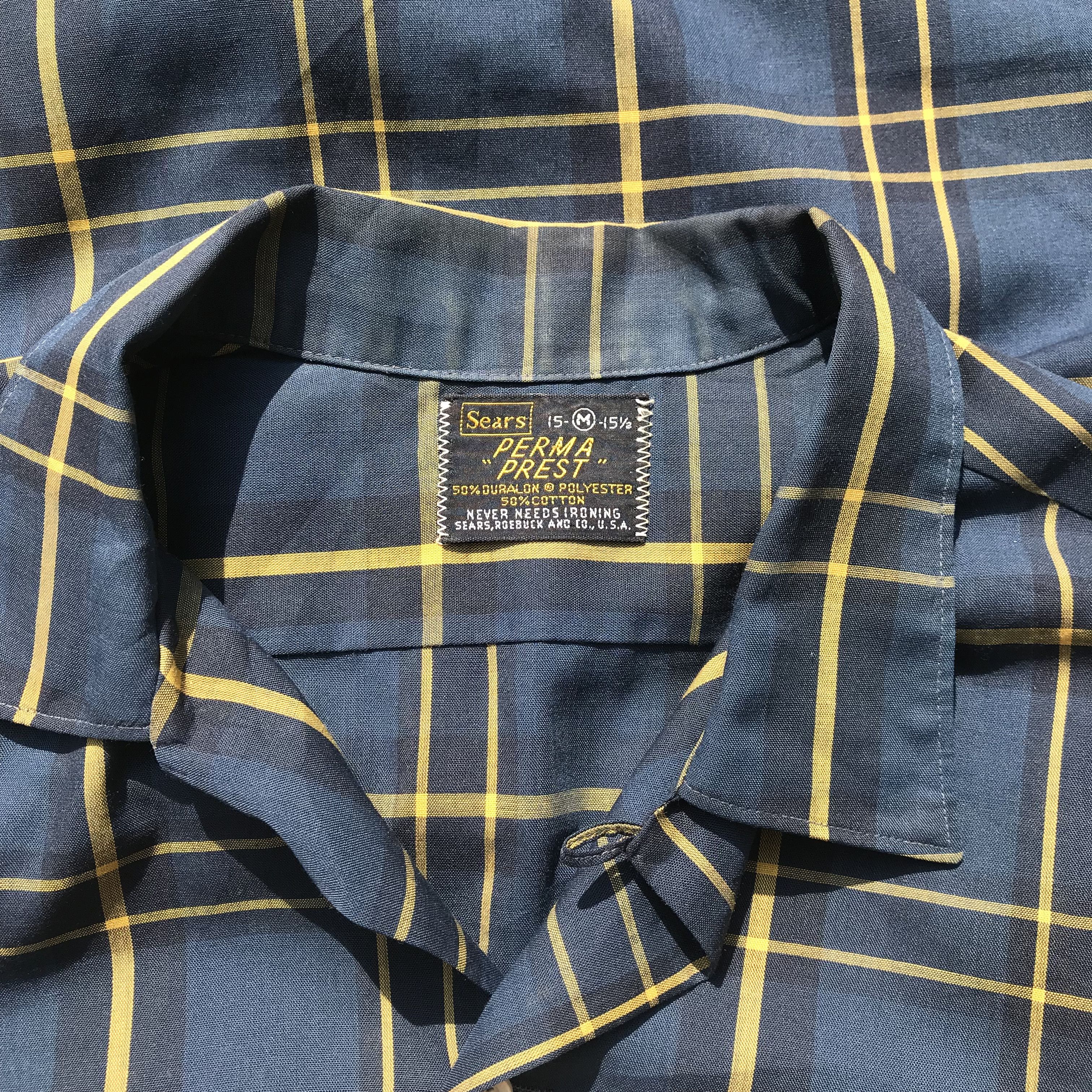 Sears × Vintage Vintage Sears Usa Perma-Prest Windowpane Shirt never need Size US M / EU 48-50 / 2 - 16 Thumbnail