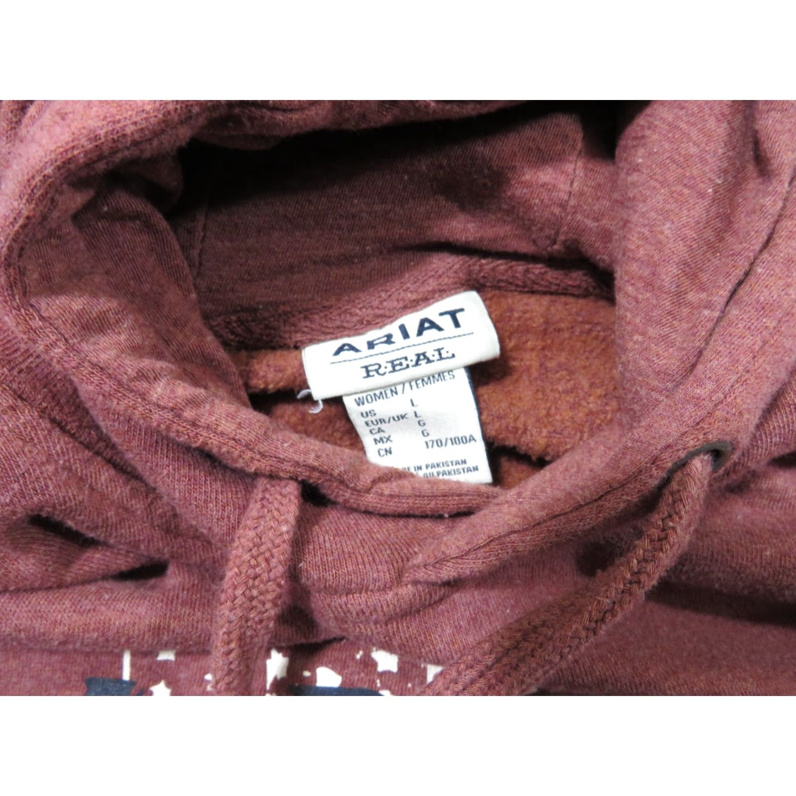 Ariat Ariat Real Women's Large USA Flag Country Hoodie Pullover Sweatshirt Burgandy Long Sleeve Hooded Pockets Graphic Print Mens Womens Girls Size L / US 10 / IT 46 - 5 Thumbnail