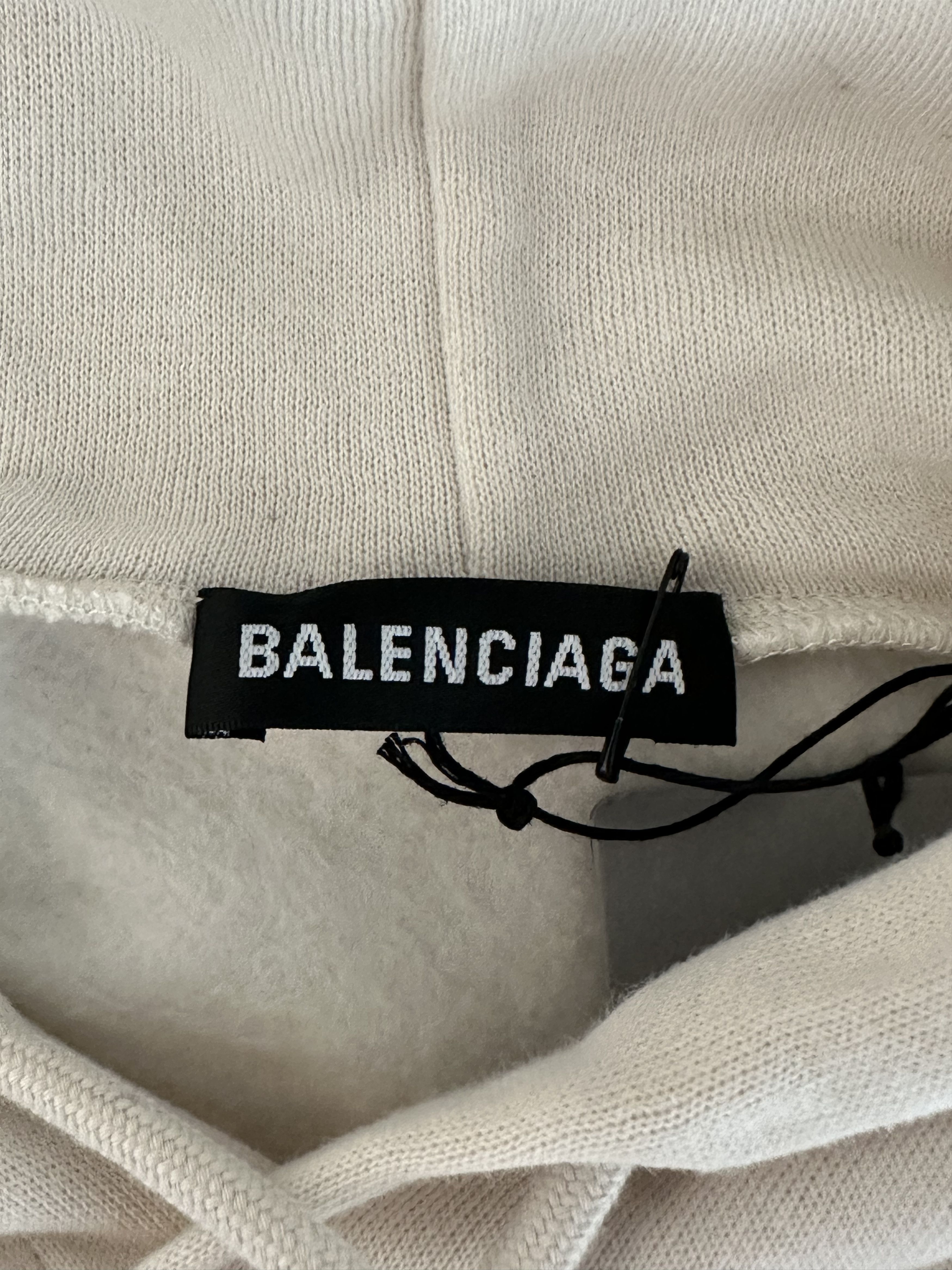 Balenciaga Balenciaga Beige & Blue Logo Hoodie Size US XL / EU 56 / 4 - 3 Thumbnail